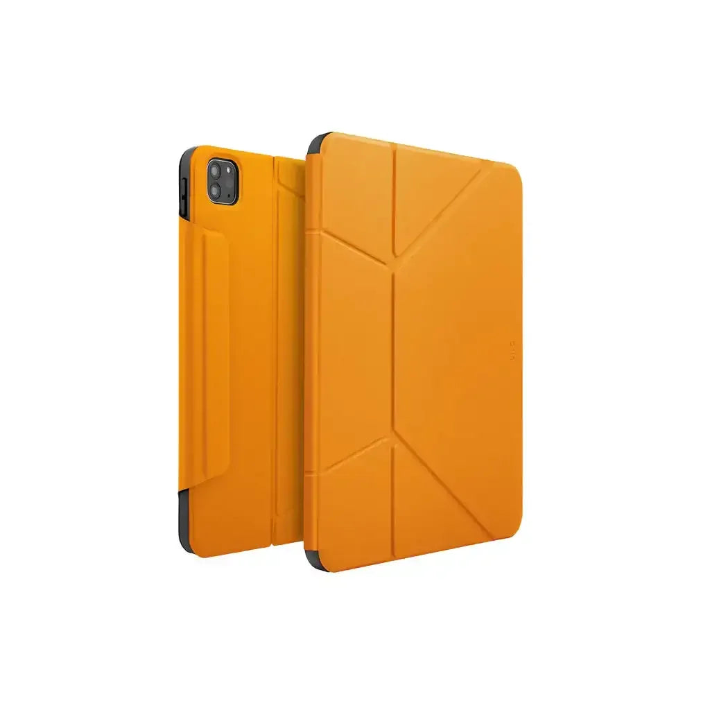 Pomarańczowe etui ochronne na tablet z geometrycznym wzorem, akcesorium biurowe
