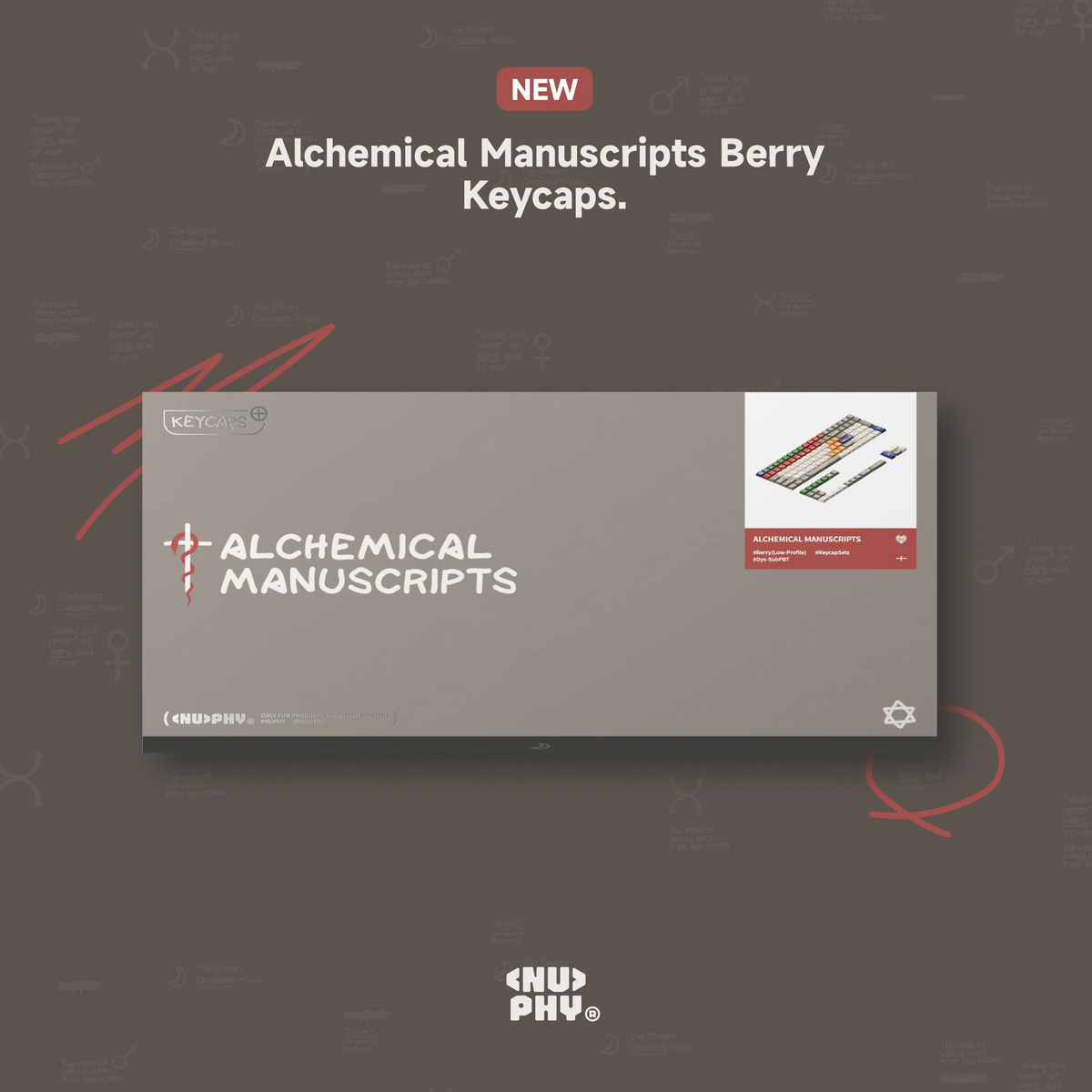 NuPhy - Alchemical Manuscripts Berry Profile Dye-Sub PBT Keycaps - Zestaw Keycapów