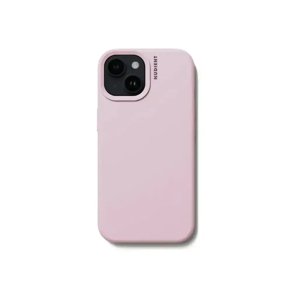 Różowe etui ochronne na smartfona z napisem NUDIENT, minimalistyczny design
