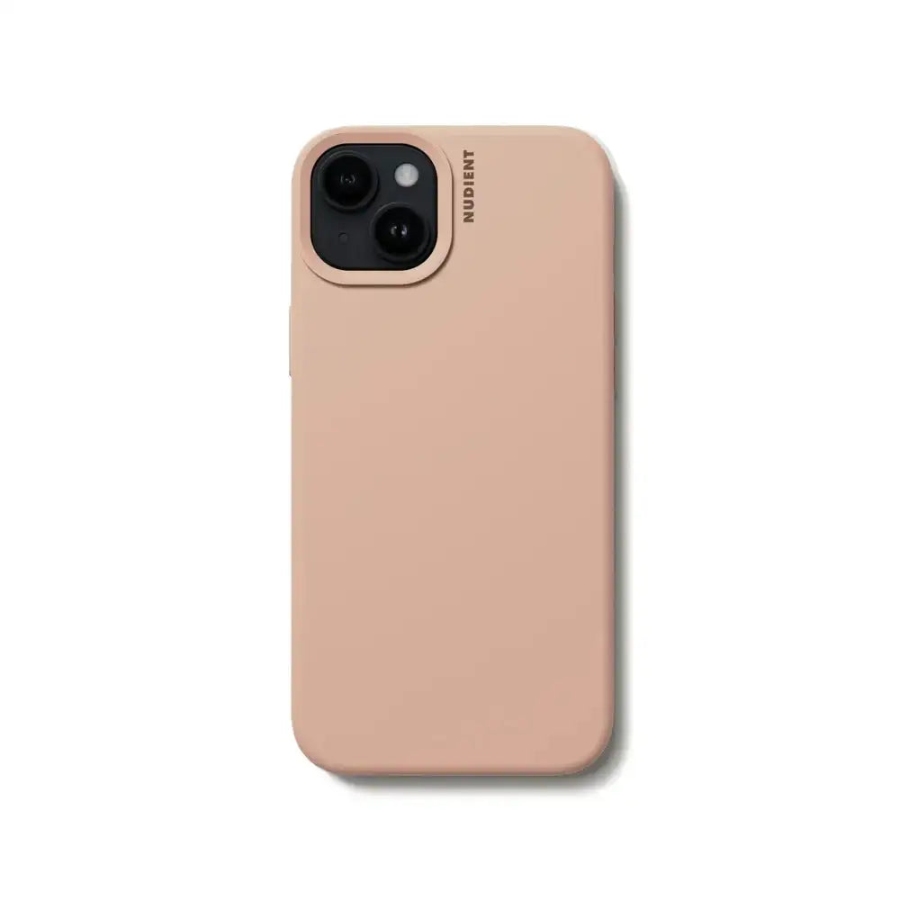 Beżowe etui NUDIENT na iPhone z podwójnym aparatem, minimalistyczny design
