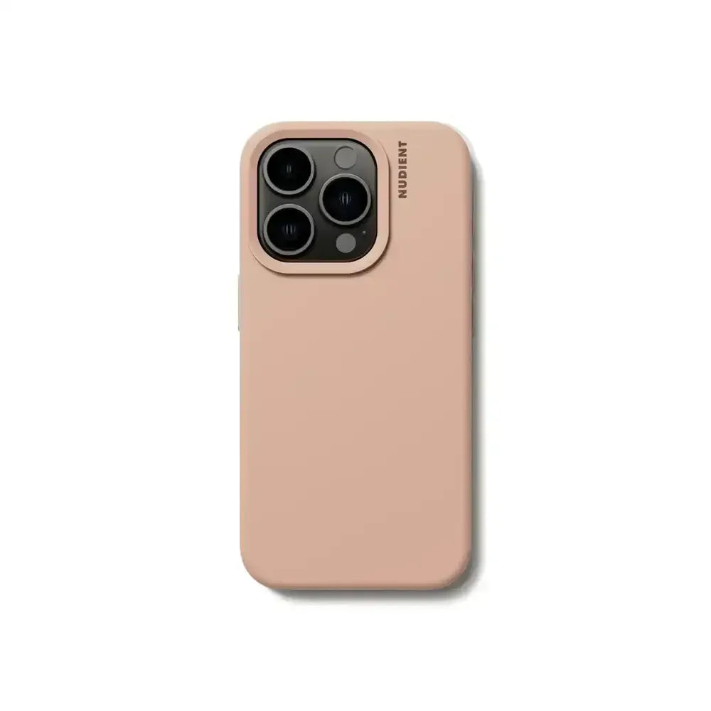 Beżowe etui na smartfona z dużym aparatem, minimalistyczny design, akcesorium ochronne