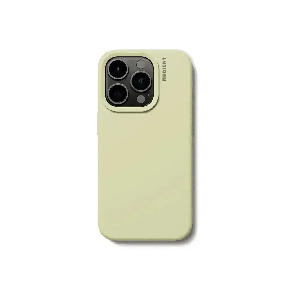 Jasnożółte etui NUDIENT na smartfon z dużym aparatem, minimalistyczny design