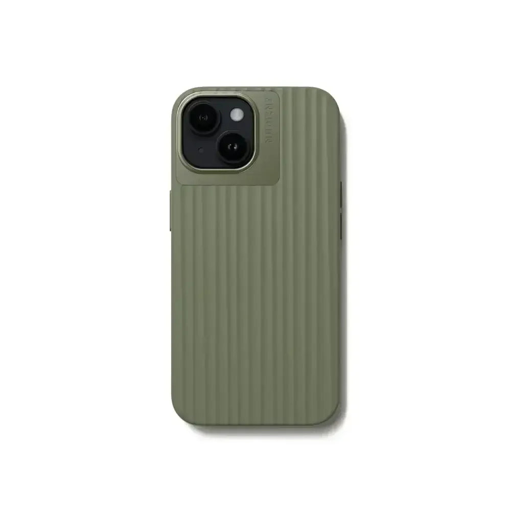 Zielone etui ochronne do smartfona z pionowymi żłobieniami, minimalistyczny design