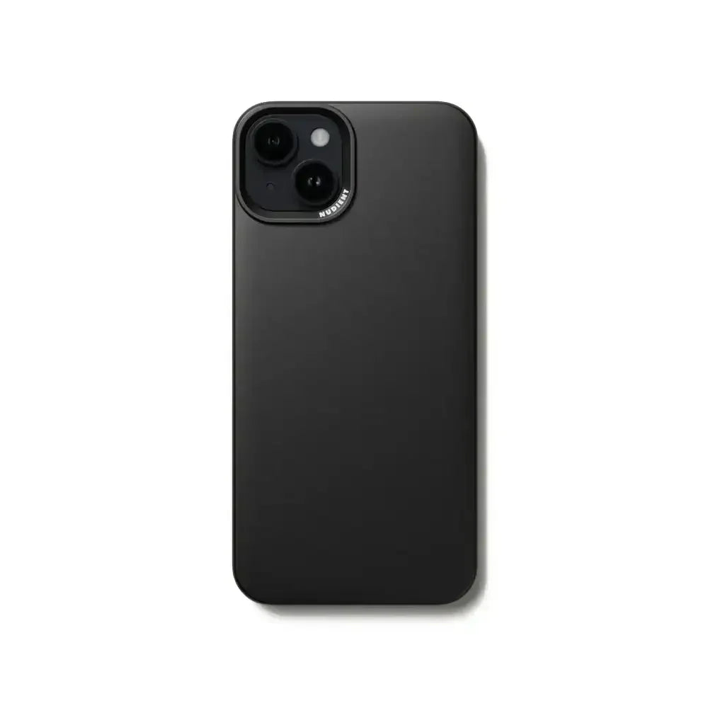 Czarny etui na smartfona z wycięciem na aparat, minimalistyczny design, akcesoria telefoniczne