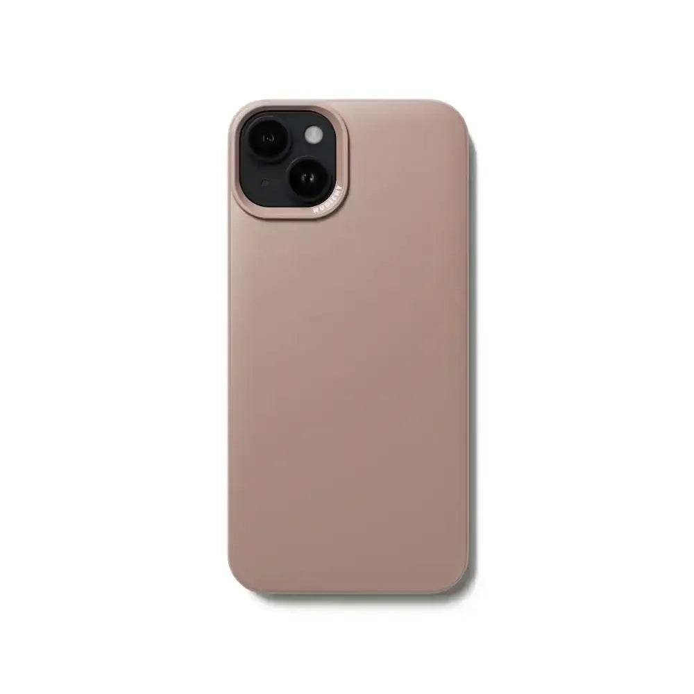 Beżowe etui na smartfon z podwójnym aparatem, minimalistyczny design