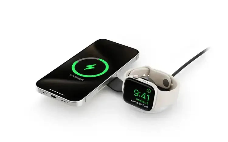 Ładowarka indukcyjna do telefonu i smartwatcha na biurko, minimalistyczny design