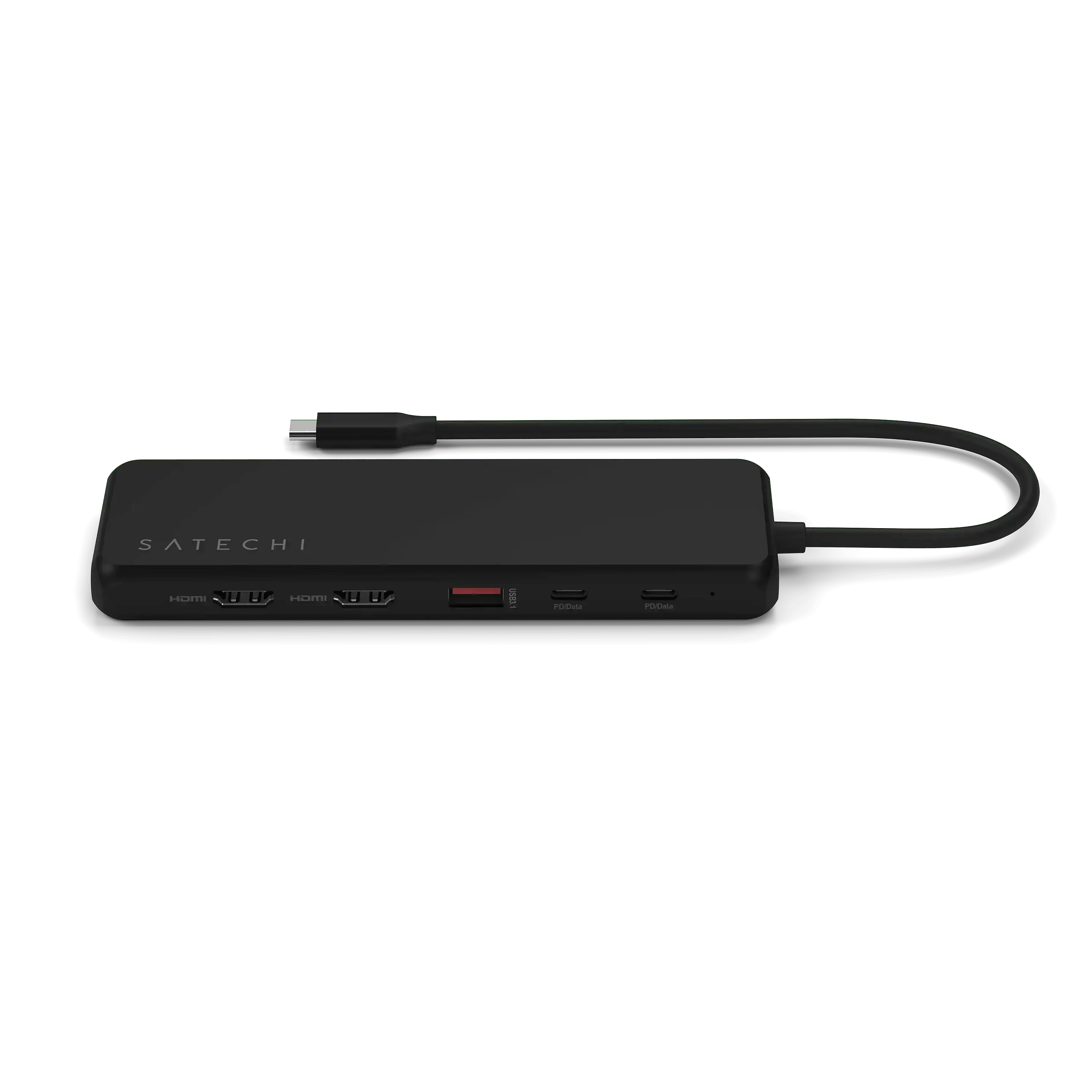 Czarny adapter USB-C z wieloma portami, do triple display i rozbudowy biura domowego