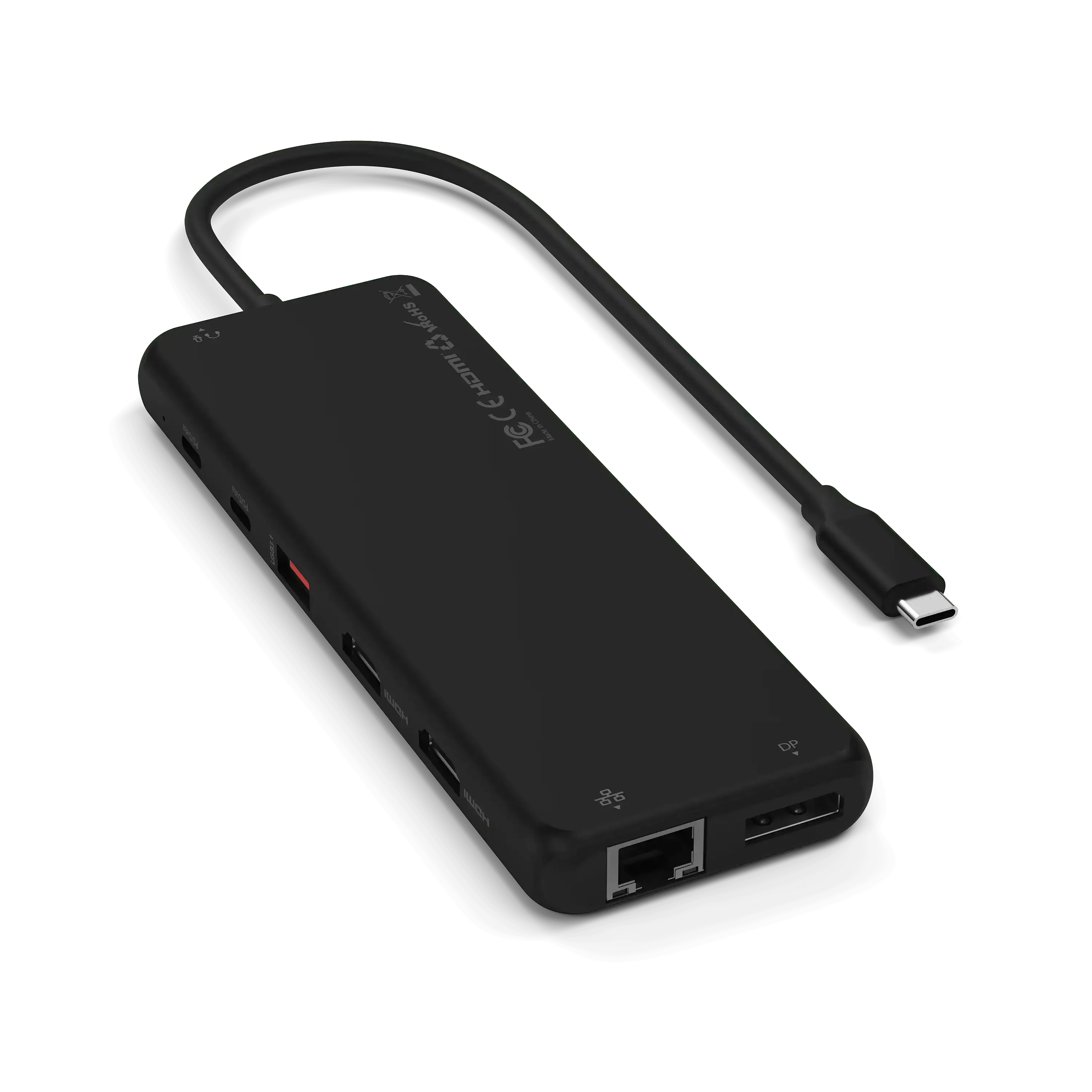 Czarny adapter USB-C 13w1 z wieloma portami do biurka, porty HDMI, USB, Ethernet