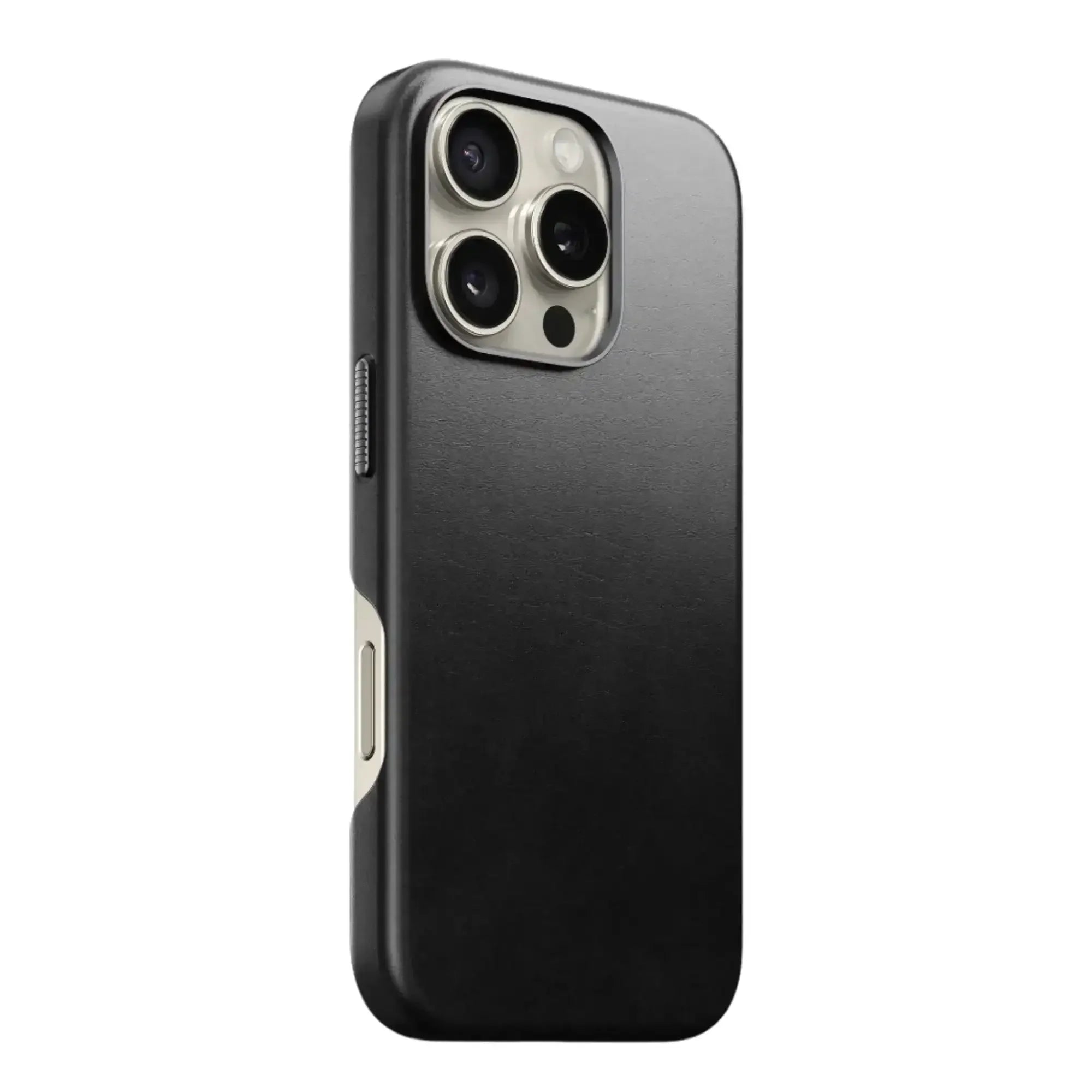 Czarny minimalistyczny pokrowiec na iPhone z dużym wycięciem na aparat