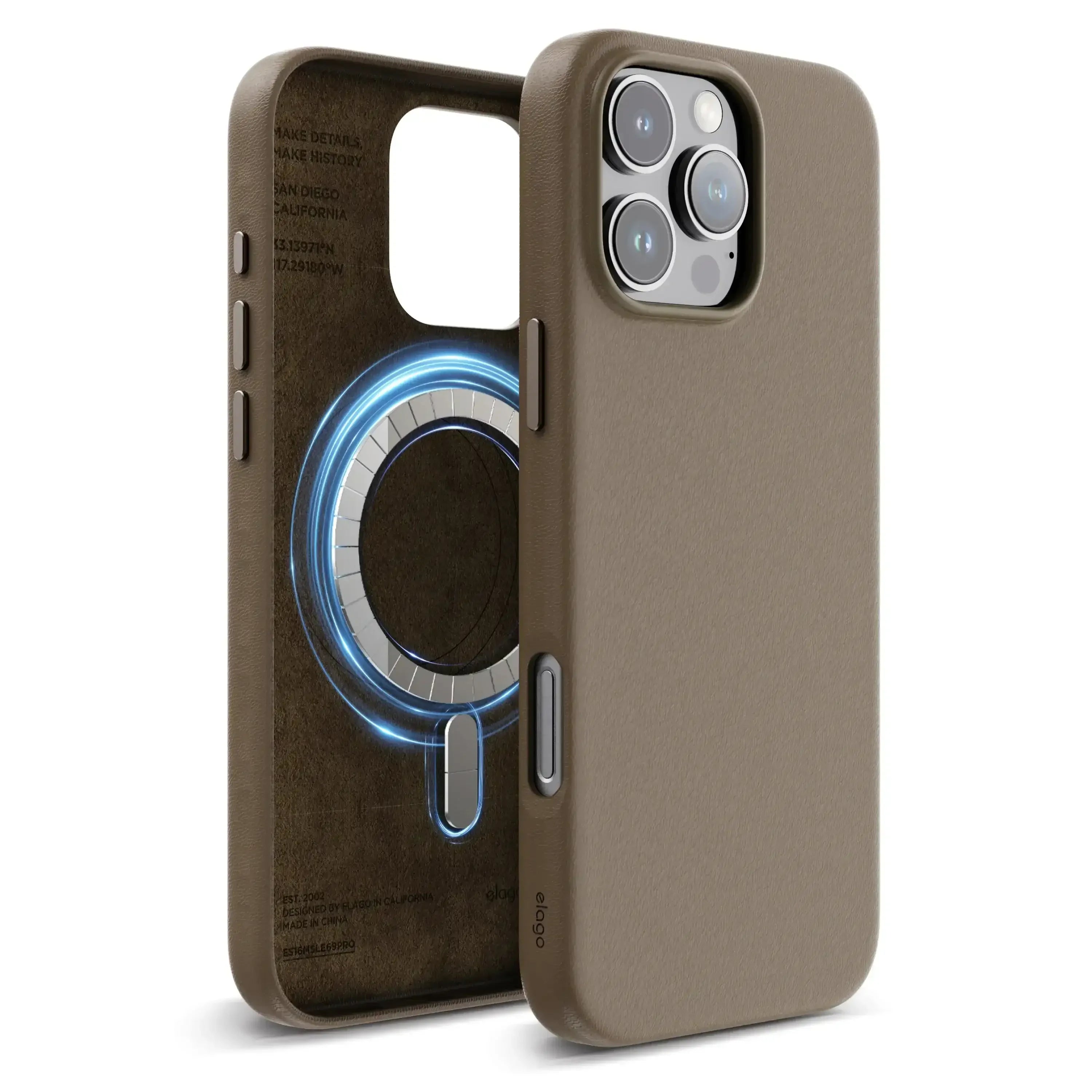 Brązowe etui MagSafe do iPhone 16 Pro Max, ochrona telefonu, nowoczesny design