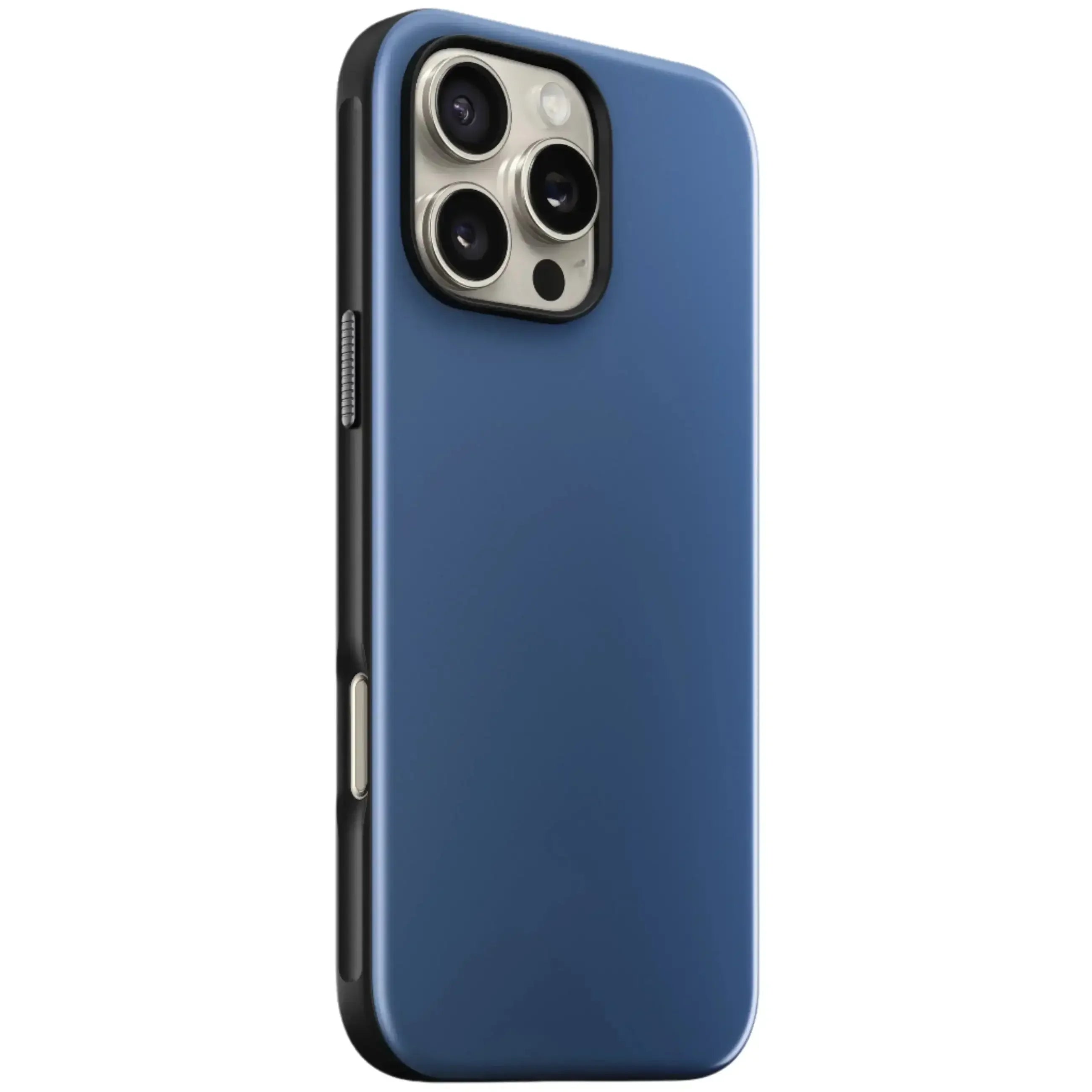 Niebieskie etui na smartfona z trzema aparatami, nowoczesny design, akcesoria do telefonu