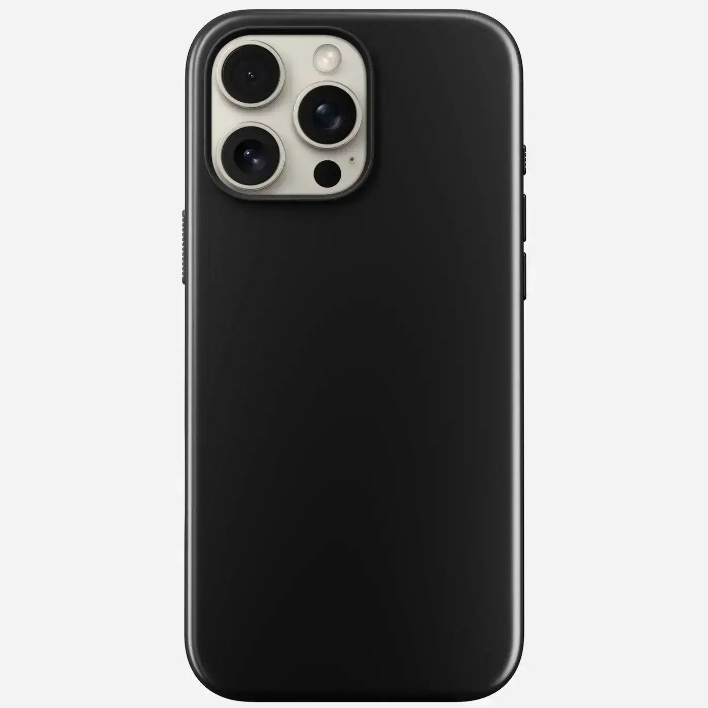Czarny silikonowy case na smartfona z widocznym modułem aparatu, minimalistyczny design