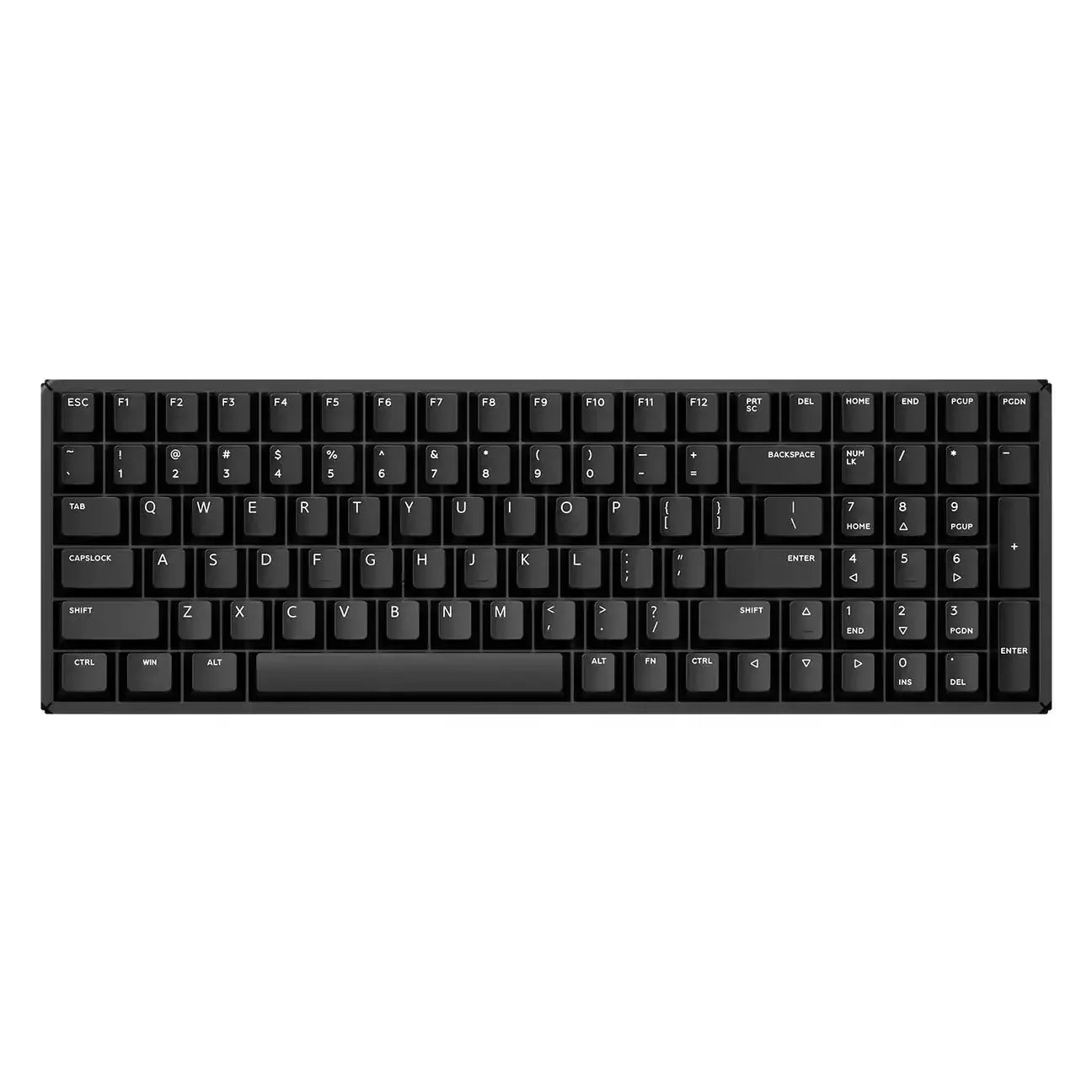 Czarna klawiatura mechaniczna z pełnym układem i klawiaturą numeryczną, idealna do biura