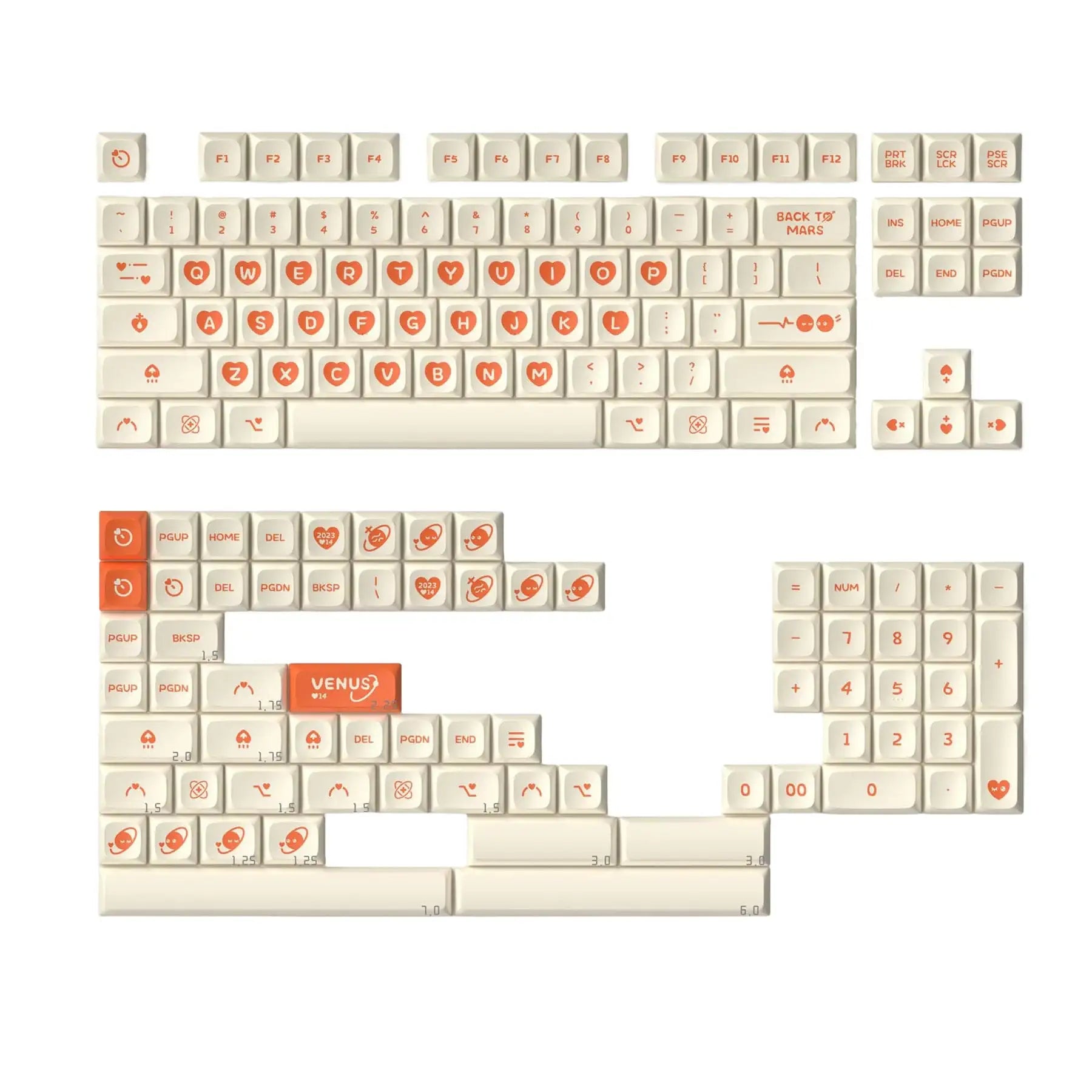 KeyTok - Cosmic Hearts: Venus And Mars KDA Dye-Sub PBT Keycaps