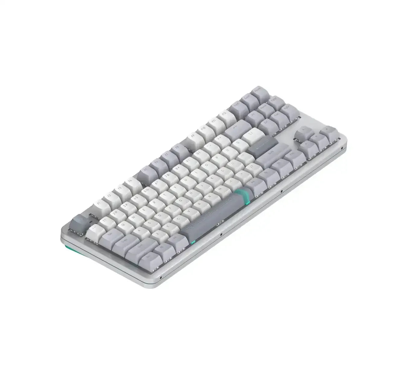 Klawiatura mechaniczna szaro-biała do biura, ergonomiczny design, keycapy PBT