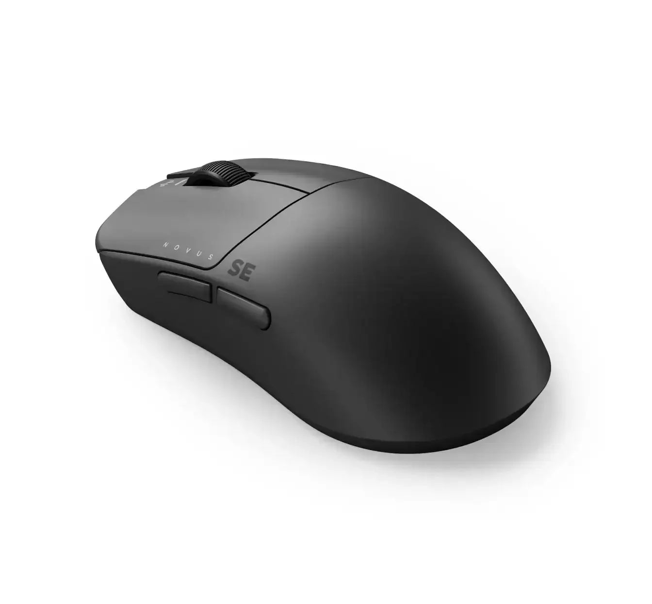 Czarna mysz bezprzewodowa ergonomiczna do biura, nowoczesny design, przyciski boczne