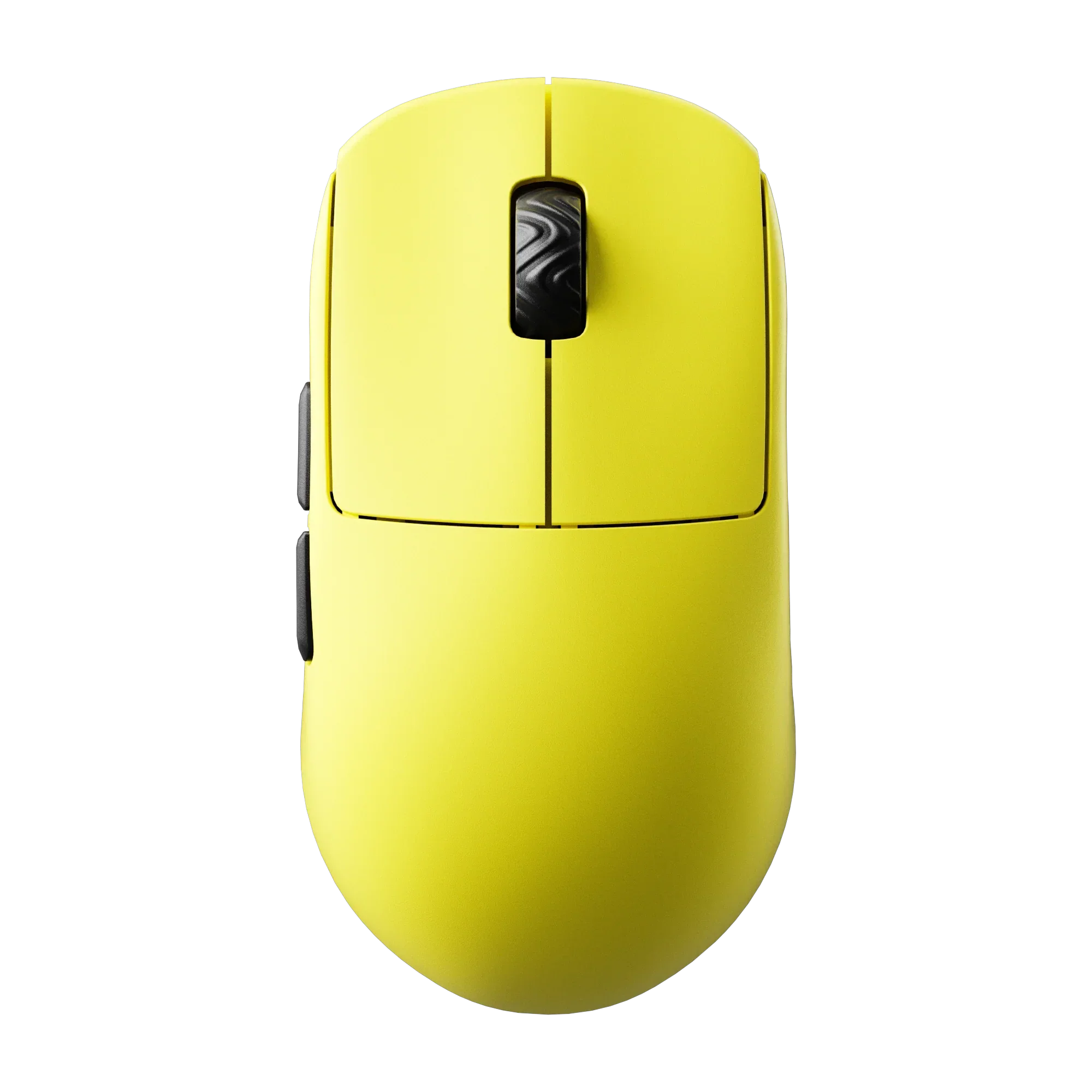 Żółta mysz komputerowa do Home Office z ergonomicznym designem i czarnym scroll'em