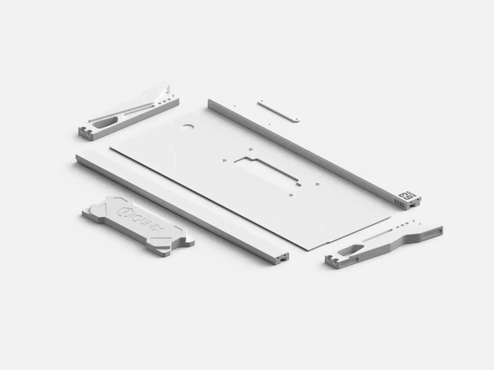 Białe części zestawu montażowego do akcesoriów biurowych, minimalistyczny design
