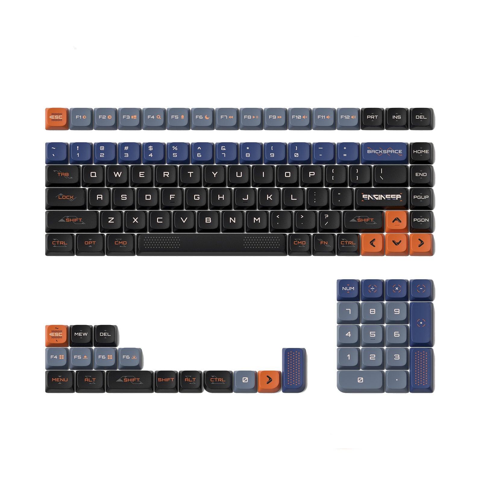 Nuphy - Space Engineer nSA Dye-sub PBT Keycaps - Nasadki do klawiatury mechanicznej