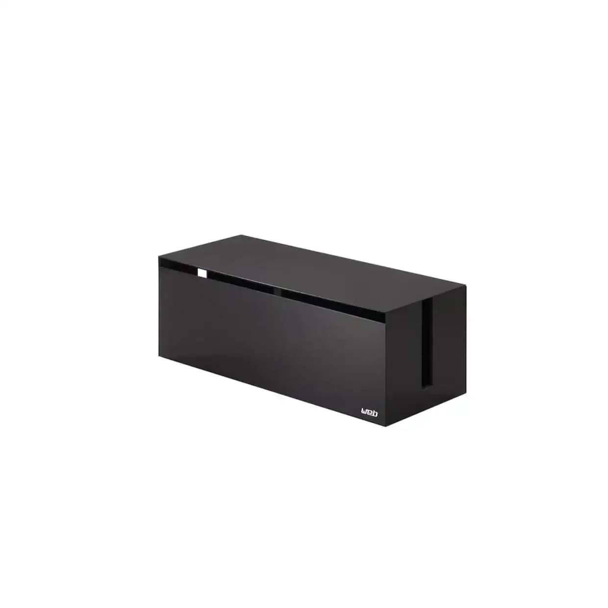 Czarna skrzynka na kable do organizacji przewodów na biurko, minimalistyczny design