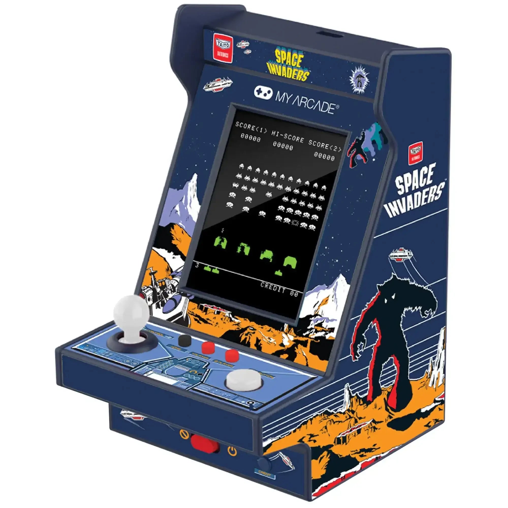 Mini automat arcade Space Invaders retro, joystick, gra elektroniczna, dekoracja biurka