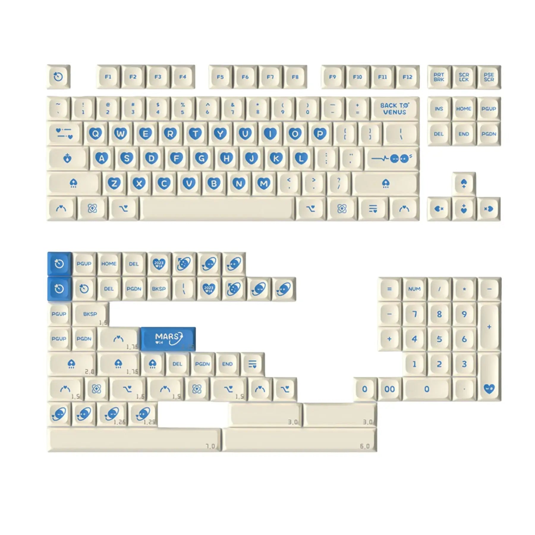 KeyTok - Cosmic Hearts: Venus And Mars KDA Dye-Sub PBT Keycaps