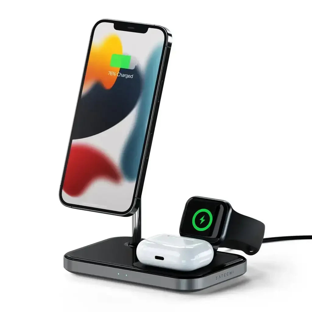 Stacja ładowania 3w1 do iPhone, Apple Watch i słuchawek, magnetyczna, czarna
