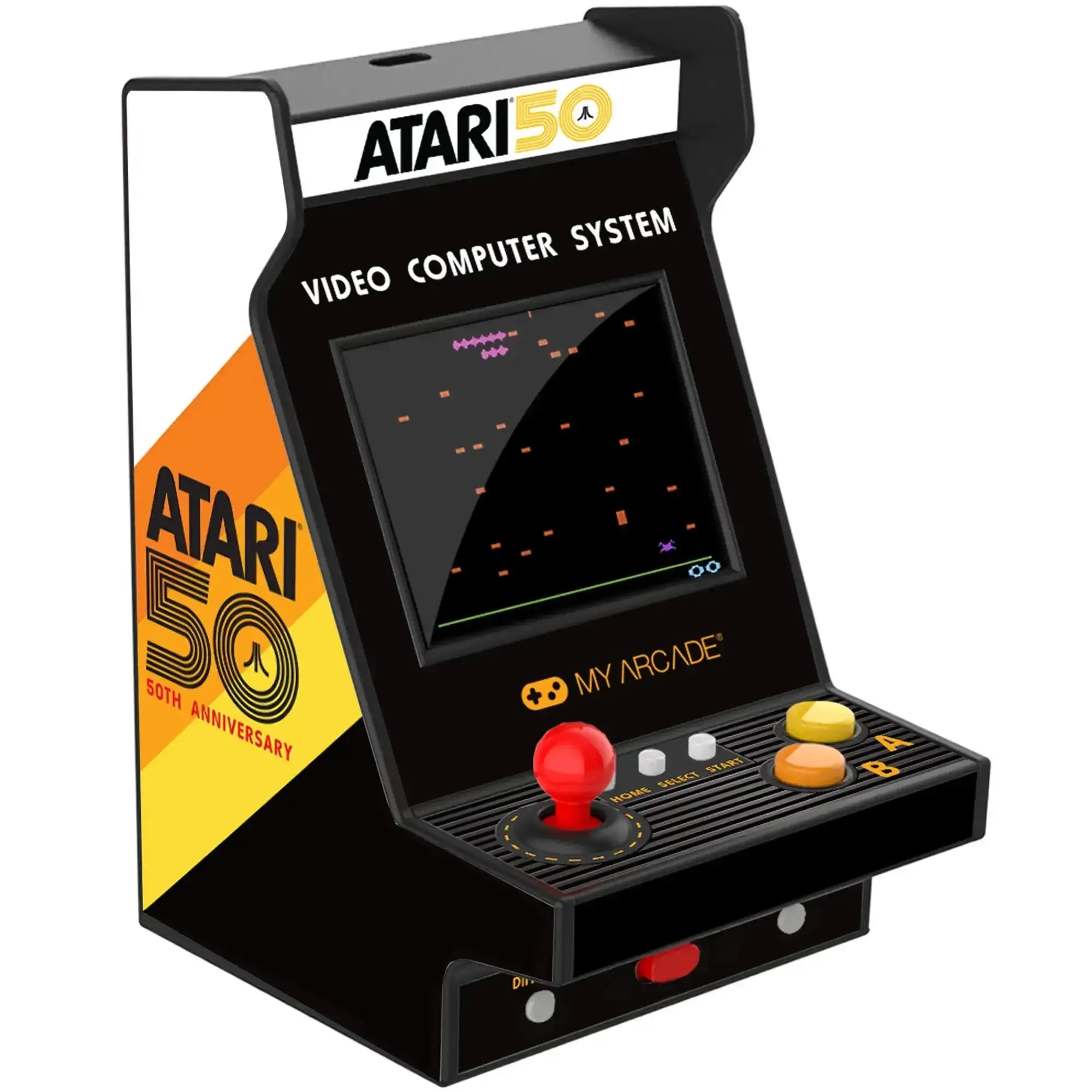 Mini automat arcade Atari 50 z joystickiem, przyciskami i ekranem, retro konsola do gier