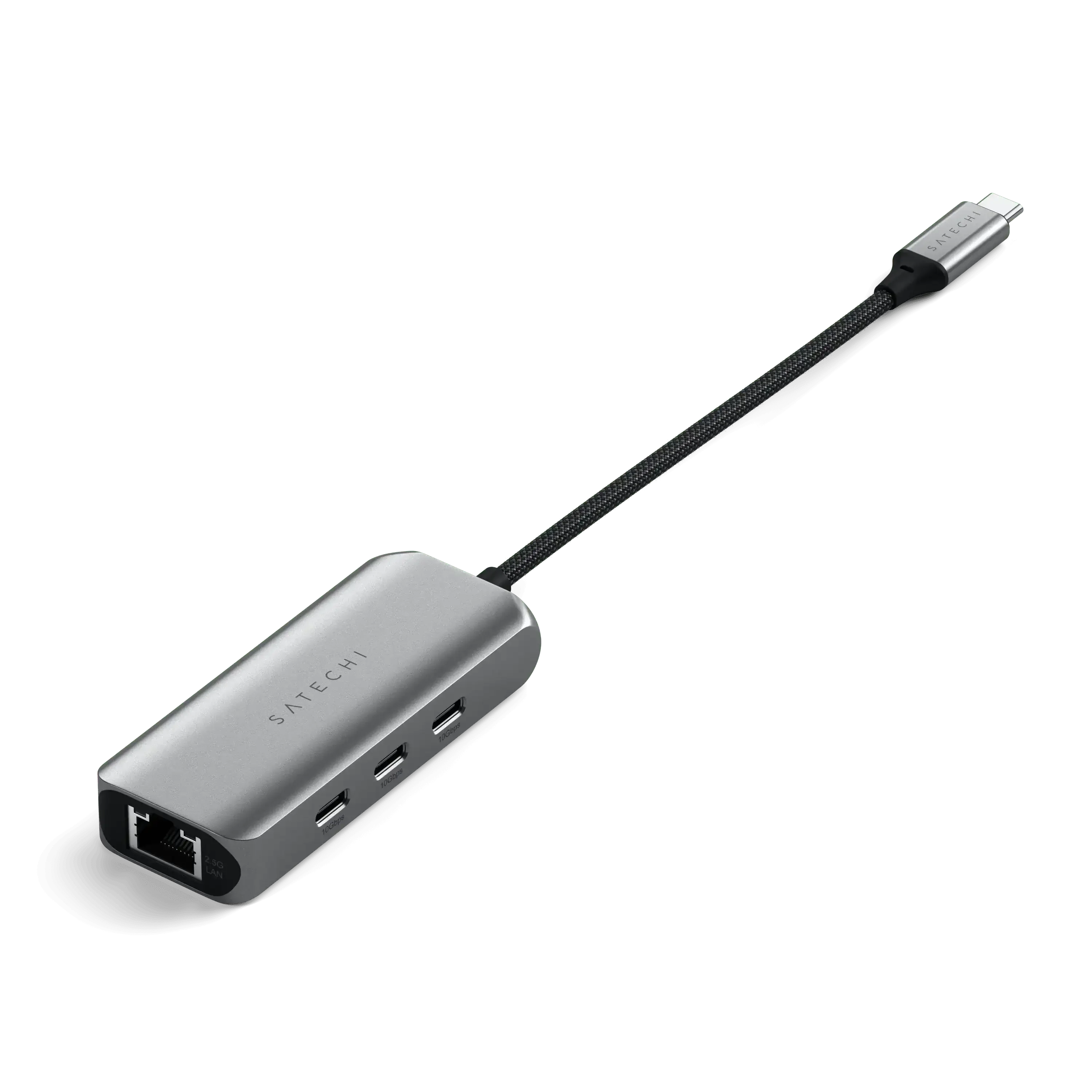 4-portowy hub USB-C z wejściem Ethernet 2,5 Gb do podłączenia akcesoriów biurowych