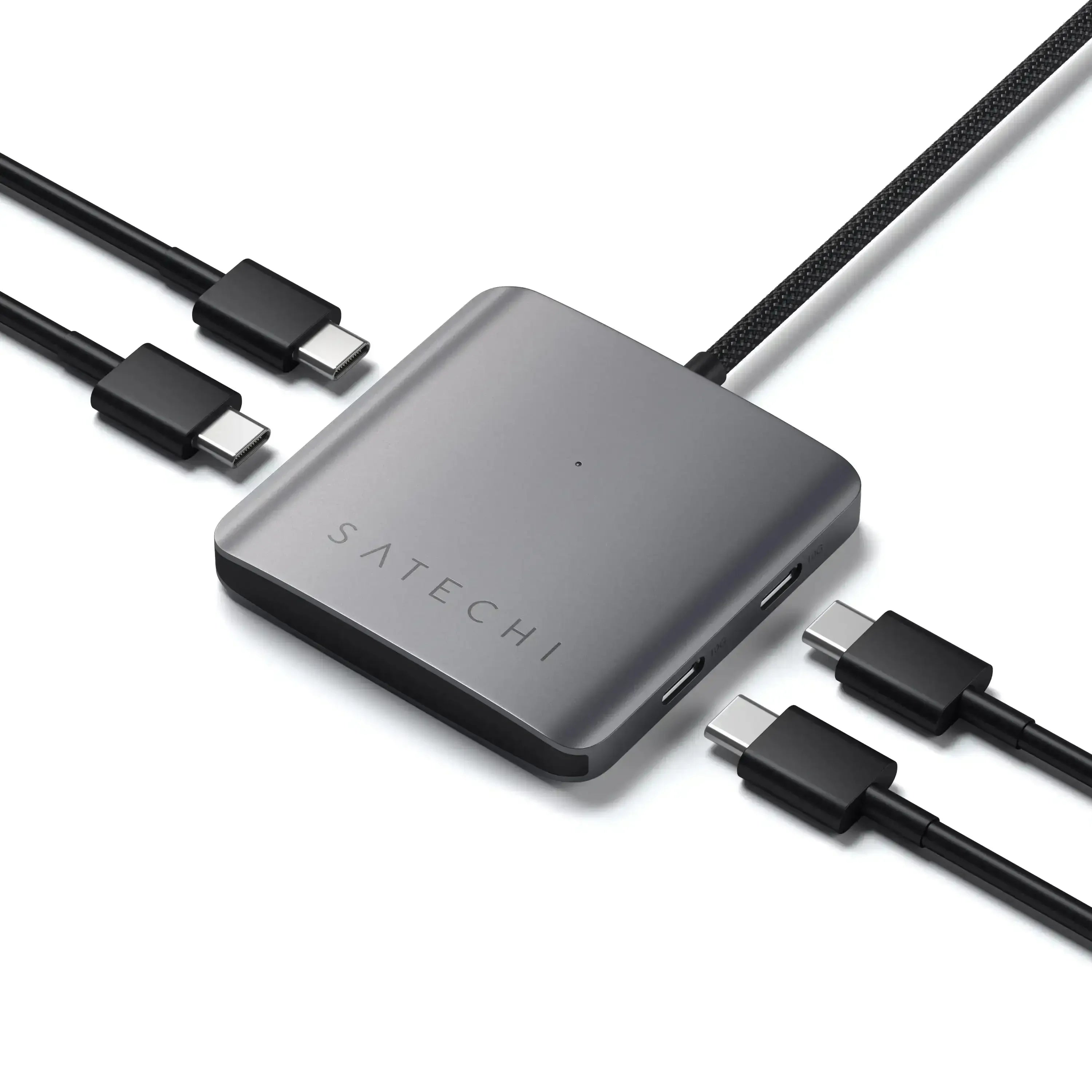 Czteroporotwy hub USB-C z ładowaniem PD, nowoczesny adapter biurowy na biurko
