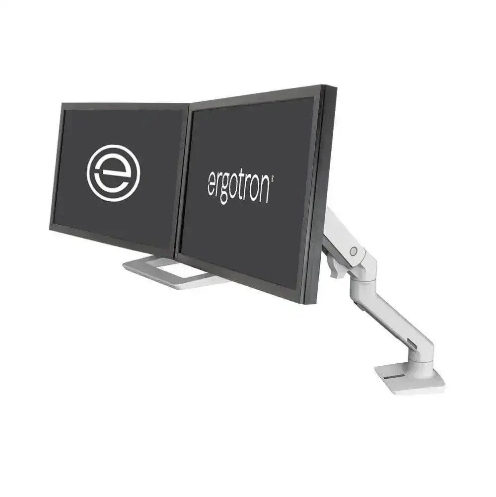 Uchwyt biurkowy do dwóch monitorów, regulowany, montaż do home office, ergonomiczny