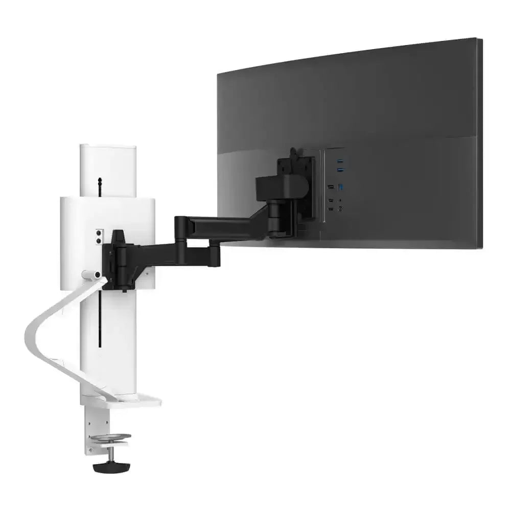 Regulowane ramię biurkowe na monitor, uchwyt z zarządzaniem kablami, nowoczesny design
