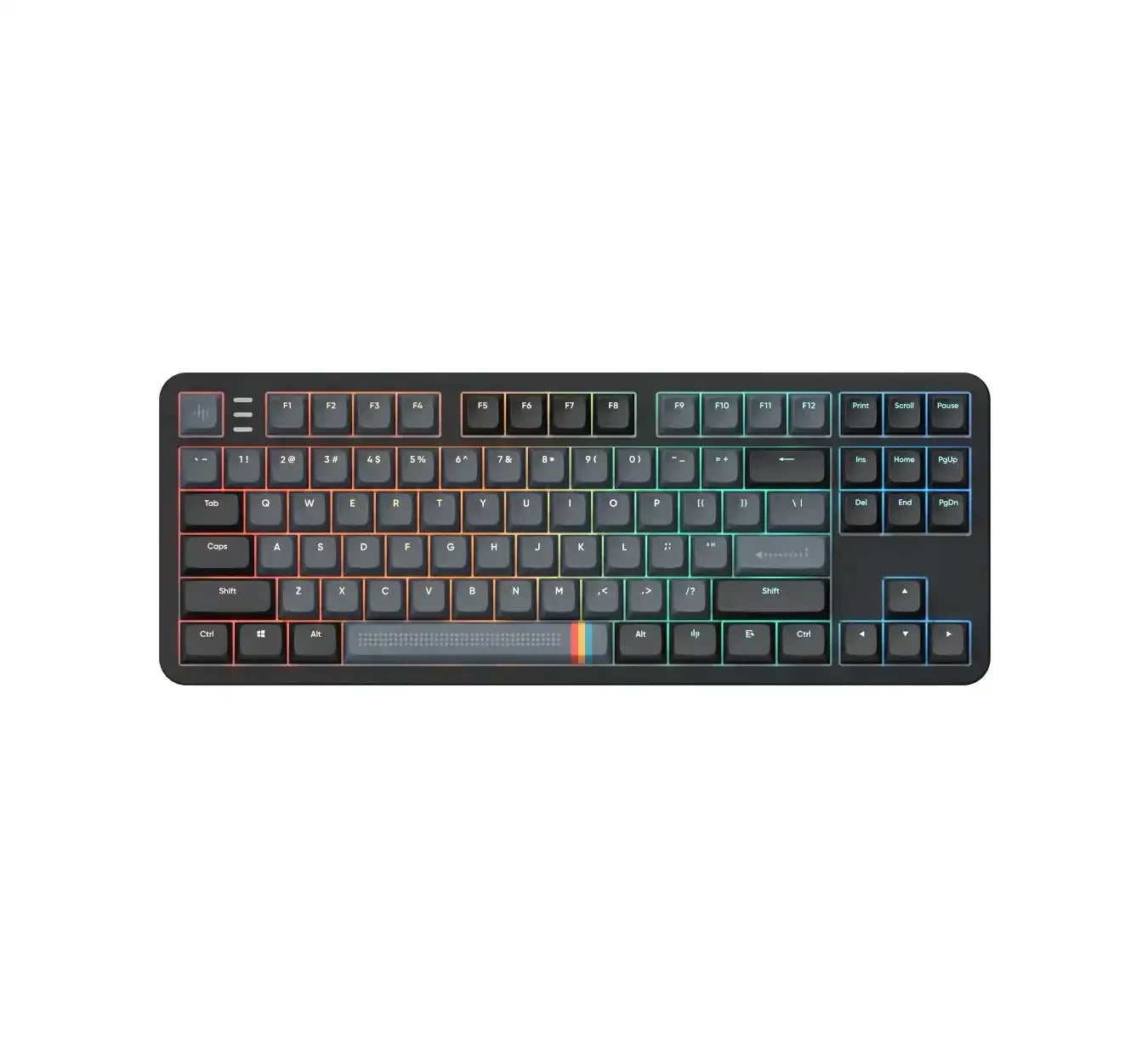 klawiatura mechaniczna RGB z podświetleniem, czarna, kompaktowy układ klawiszy