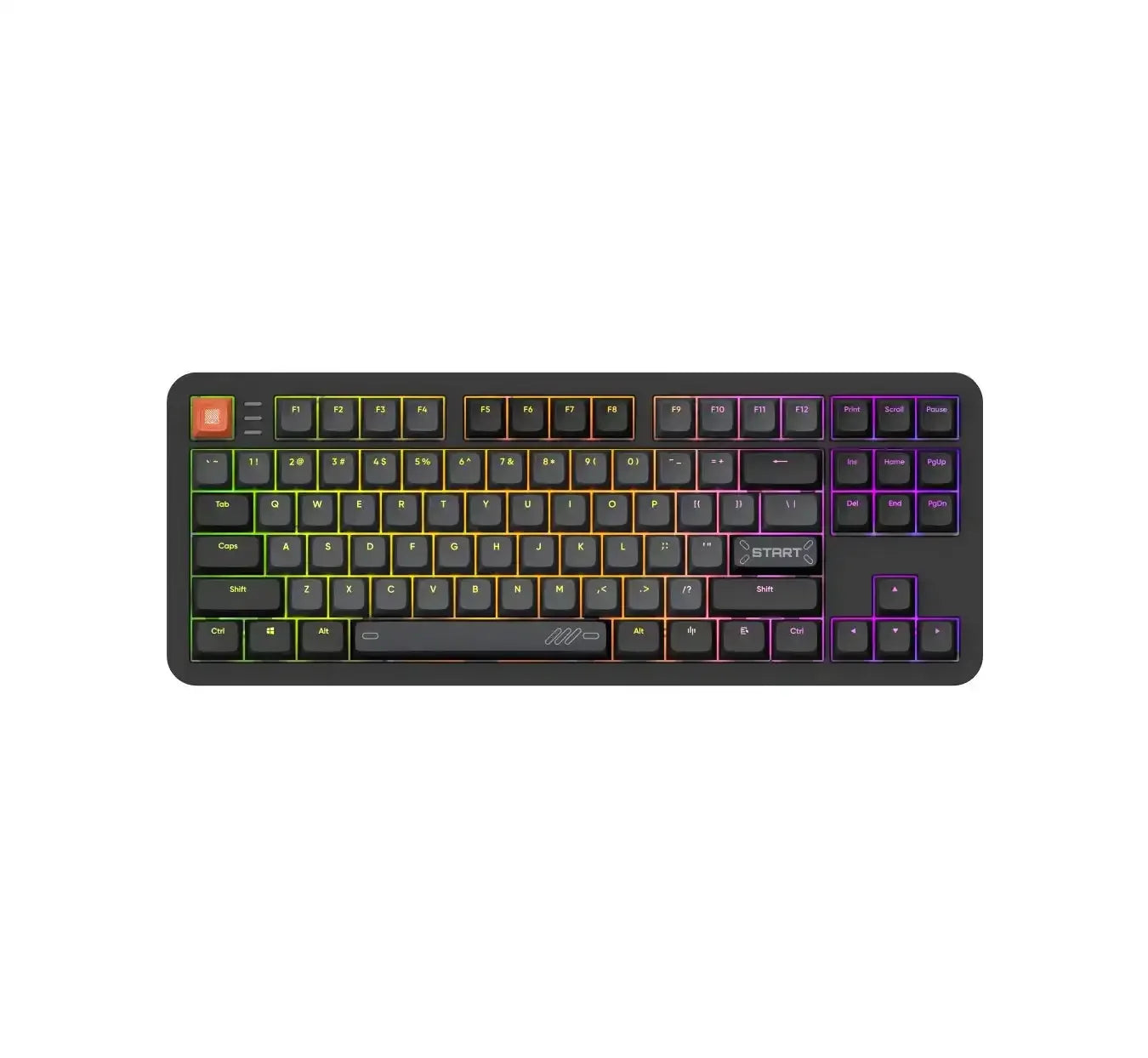 Klawiatura mechaniczna RGB z podświetleniem, idealna do biura i gamingu, widok z góry
