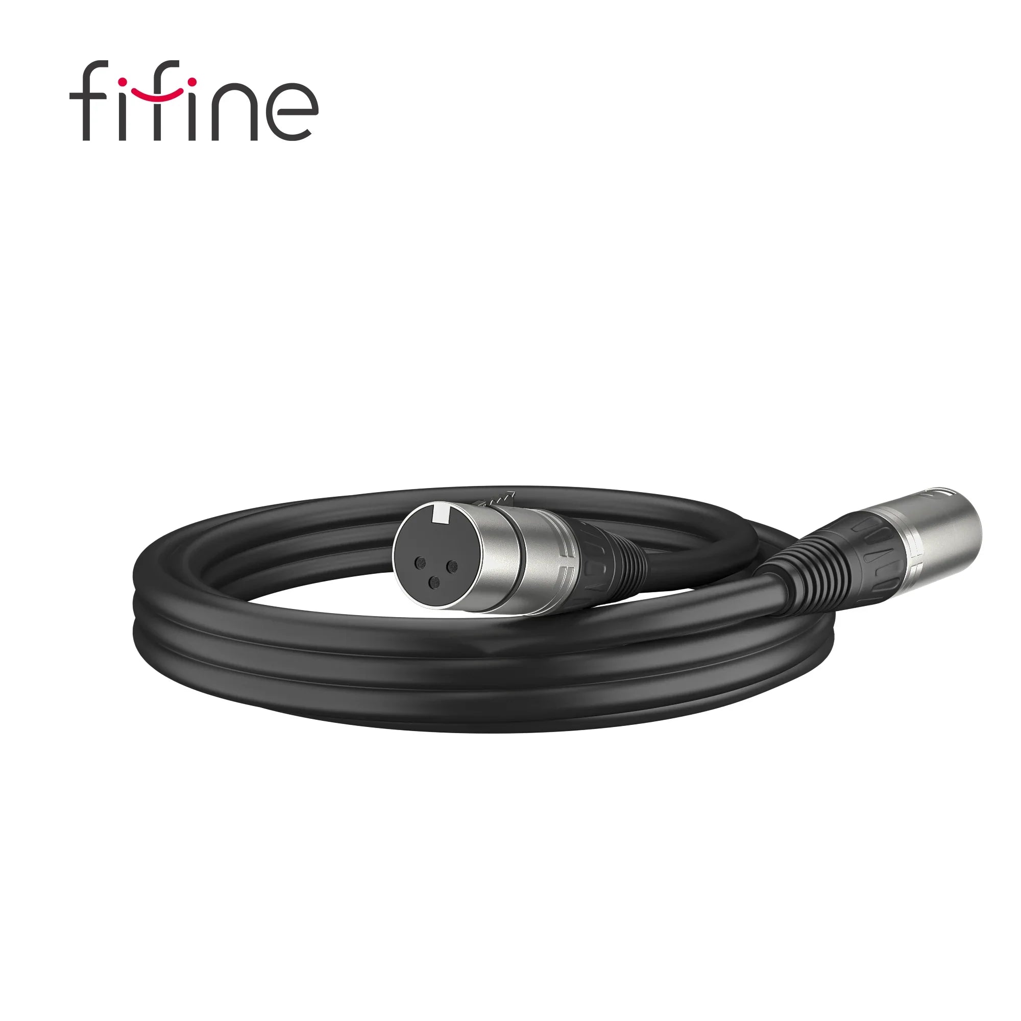 Czarny kabel XLR z srebrnymi wtyczkami, idealny do zestawu audio w home office