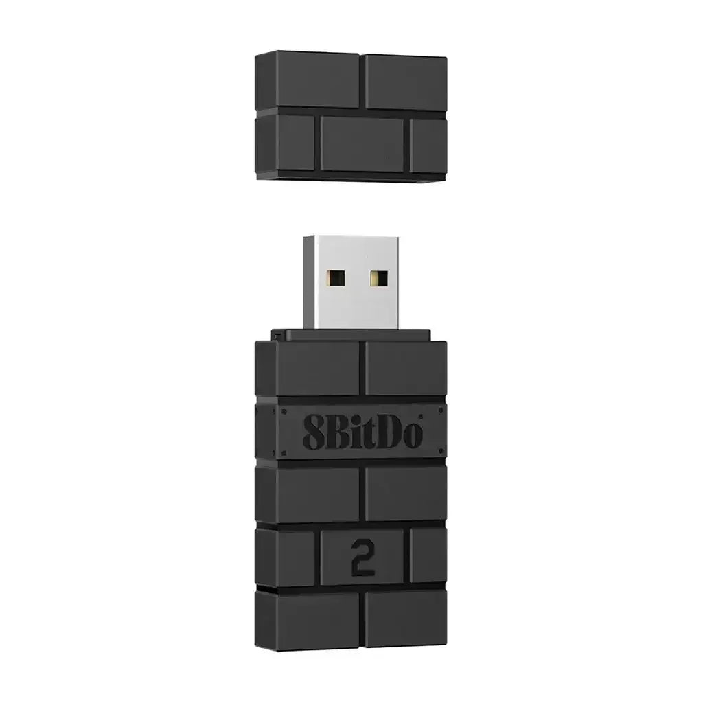 Czarny adapter USB 8BitDo w stylu retro, akcesorium do biura i domowego biurka