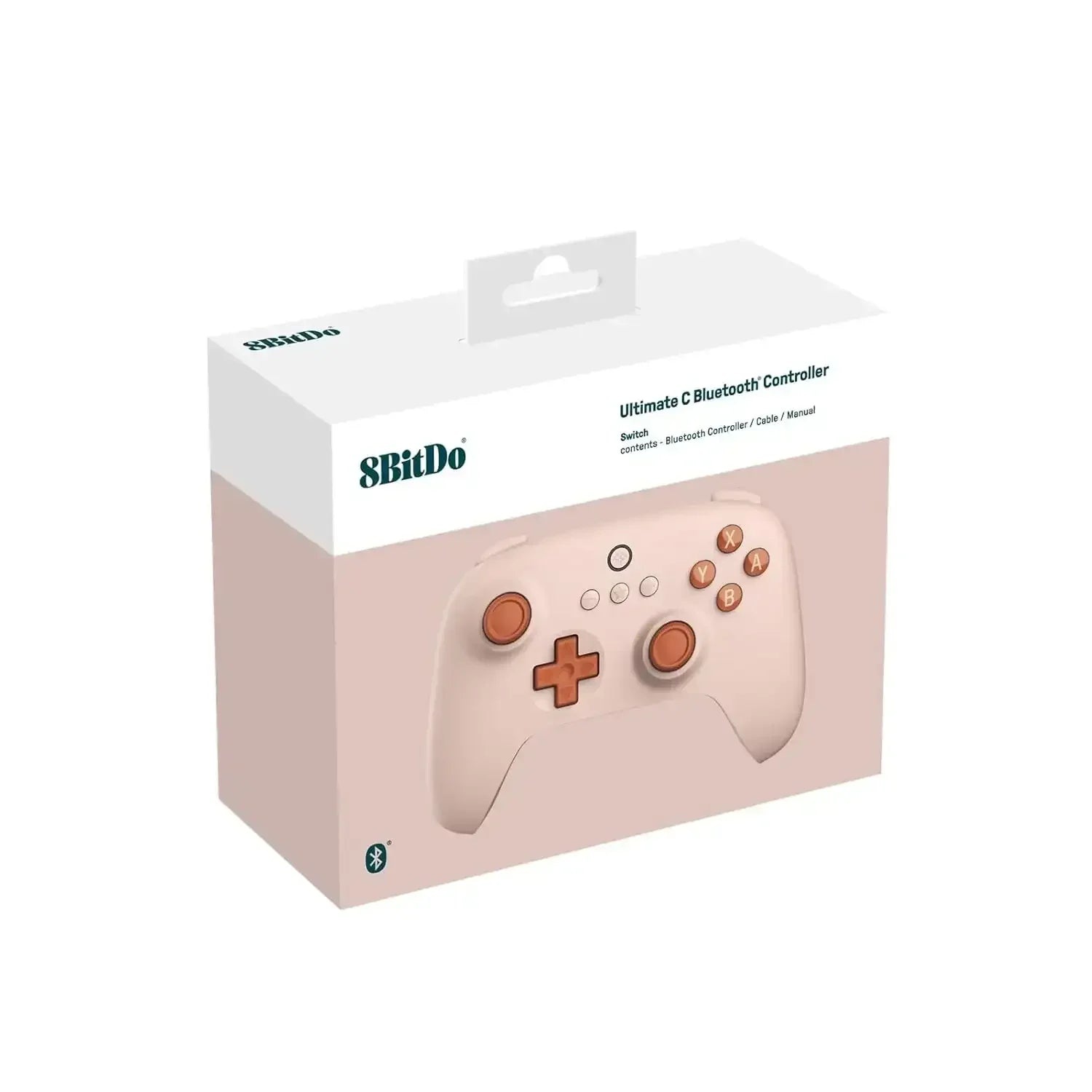 Bezprzewodowy gamepad 8BitDo Ultimate C Bluetooth, różowo-pomarańczowy, na białym tle