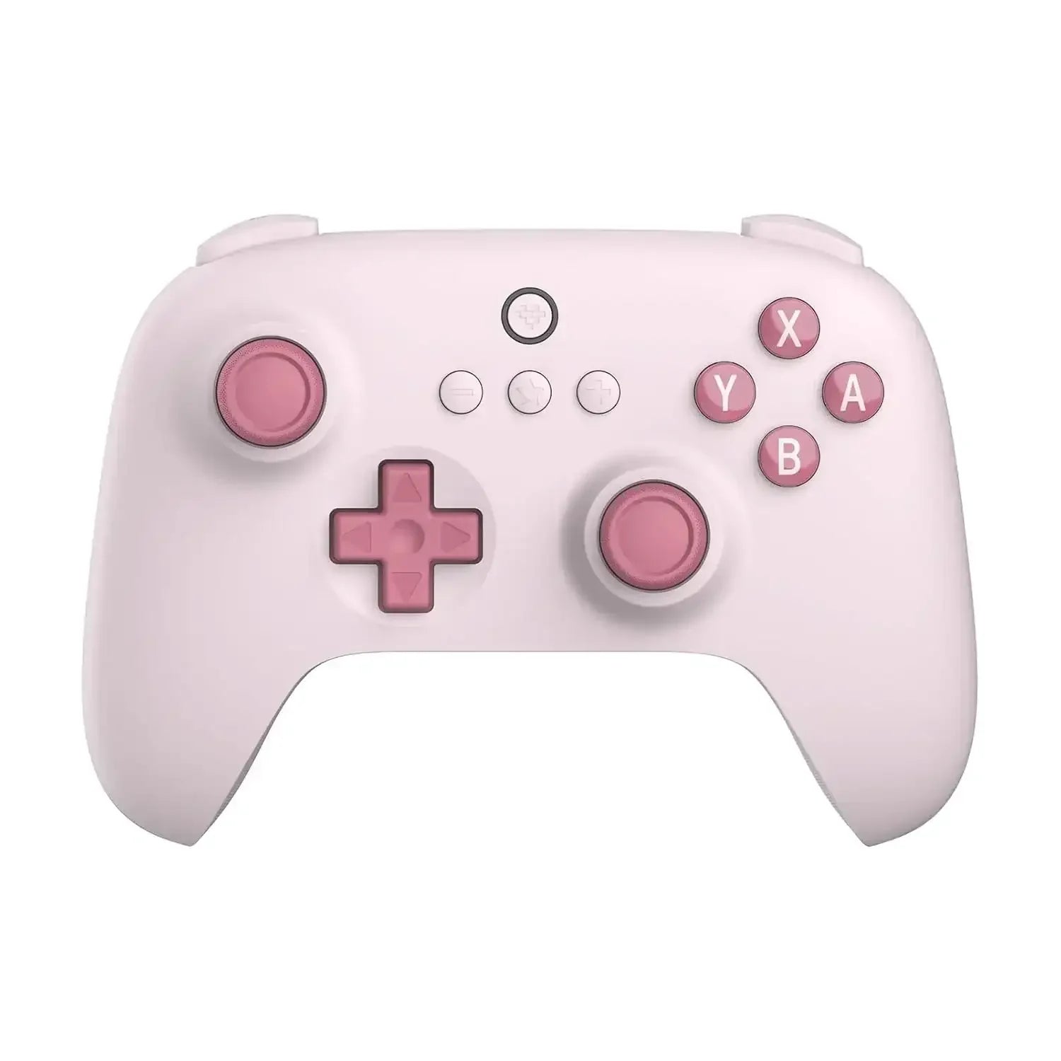 Różowy bezprzewodowy gamepad Bluetooth z przyciskami kierunkowymi do gier