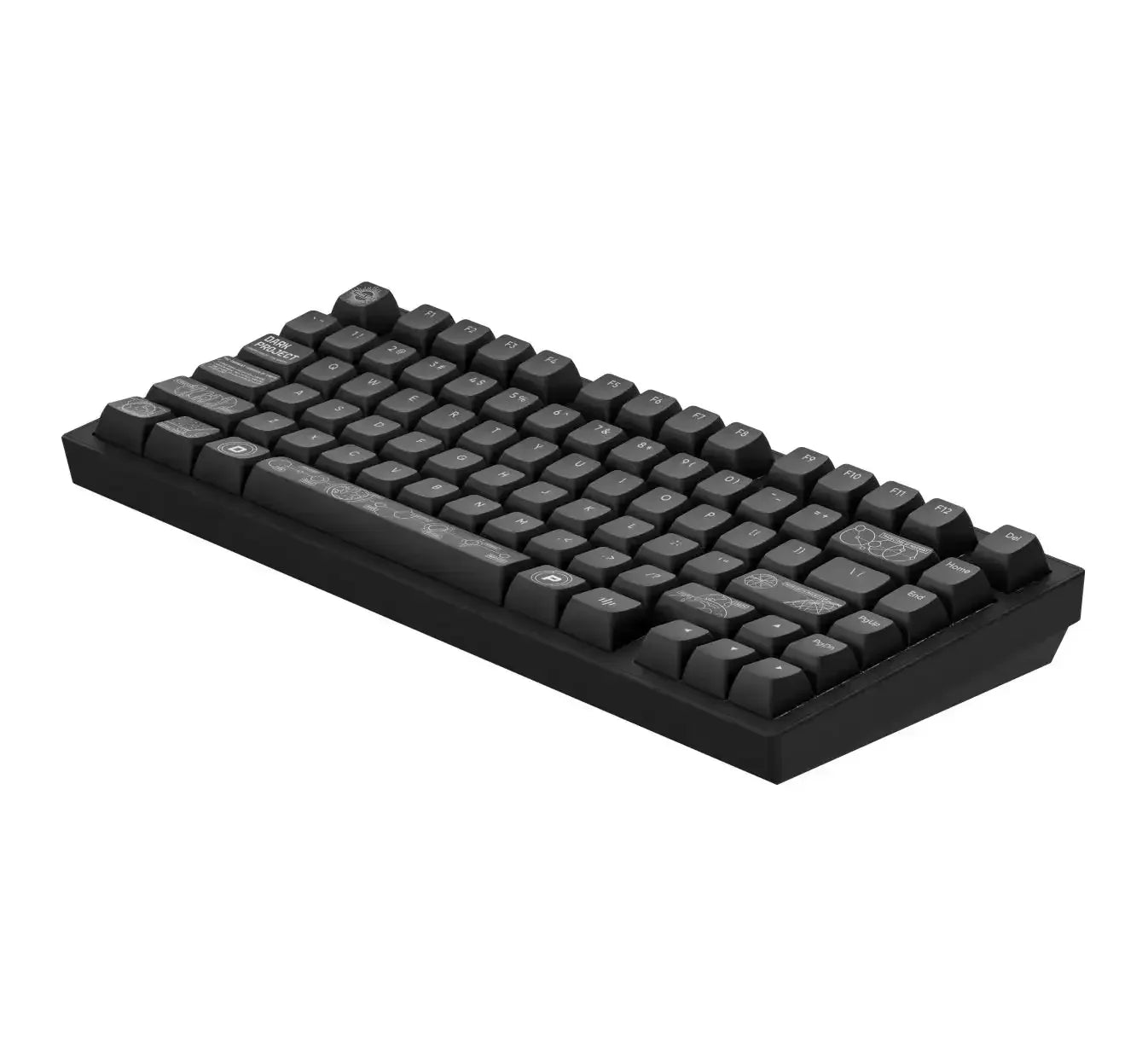Czarna klawiatura mechaniczna z ozdobnymi keycapami na biurko do home office