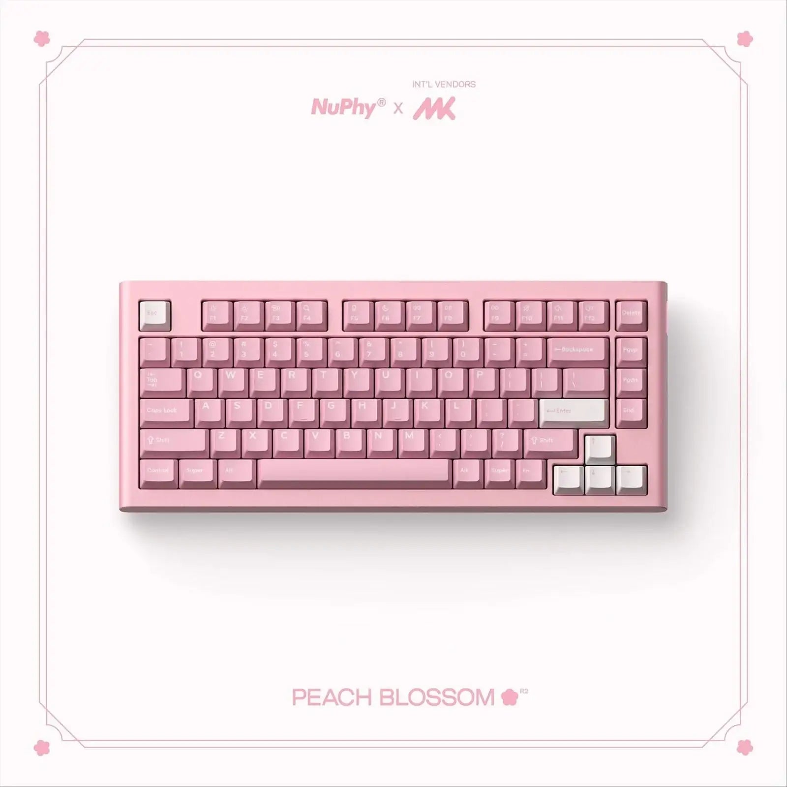 NuPhy - Peach Blossom Berry Profile Dye-sub PBT Keycaps - Niskoprofilowe Nasadki do Klawiatury