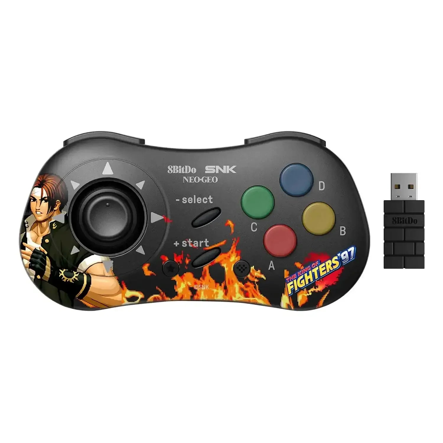 Bezprzewodowy gamepad 8BitDo SNK Neo Geo z motywem The King of Fighters, joystick, USB adapter.