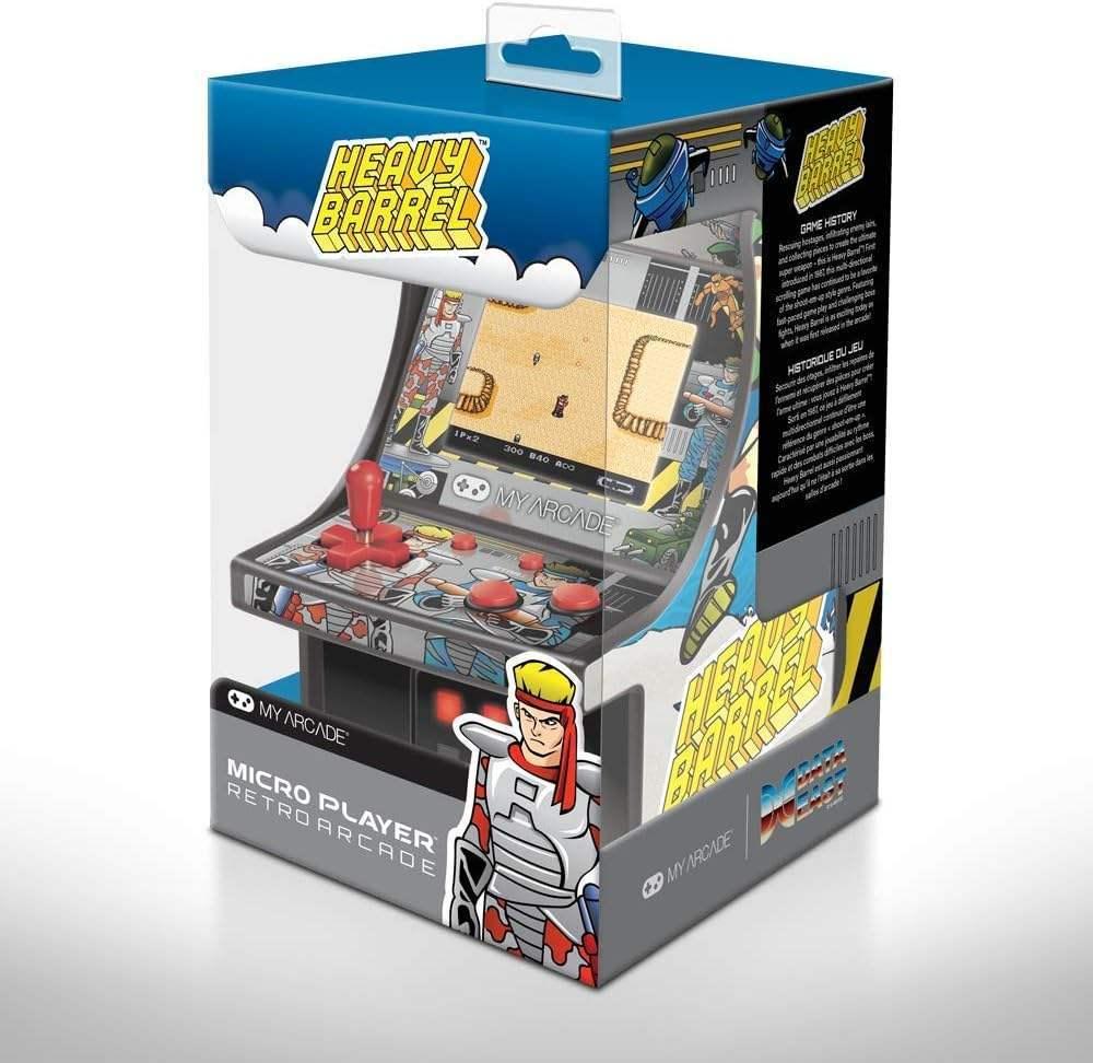 Miniaturowy automat do gier arcade Heavy Barrel, retro konsola do gier w opakowaniu.