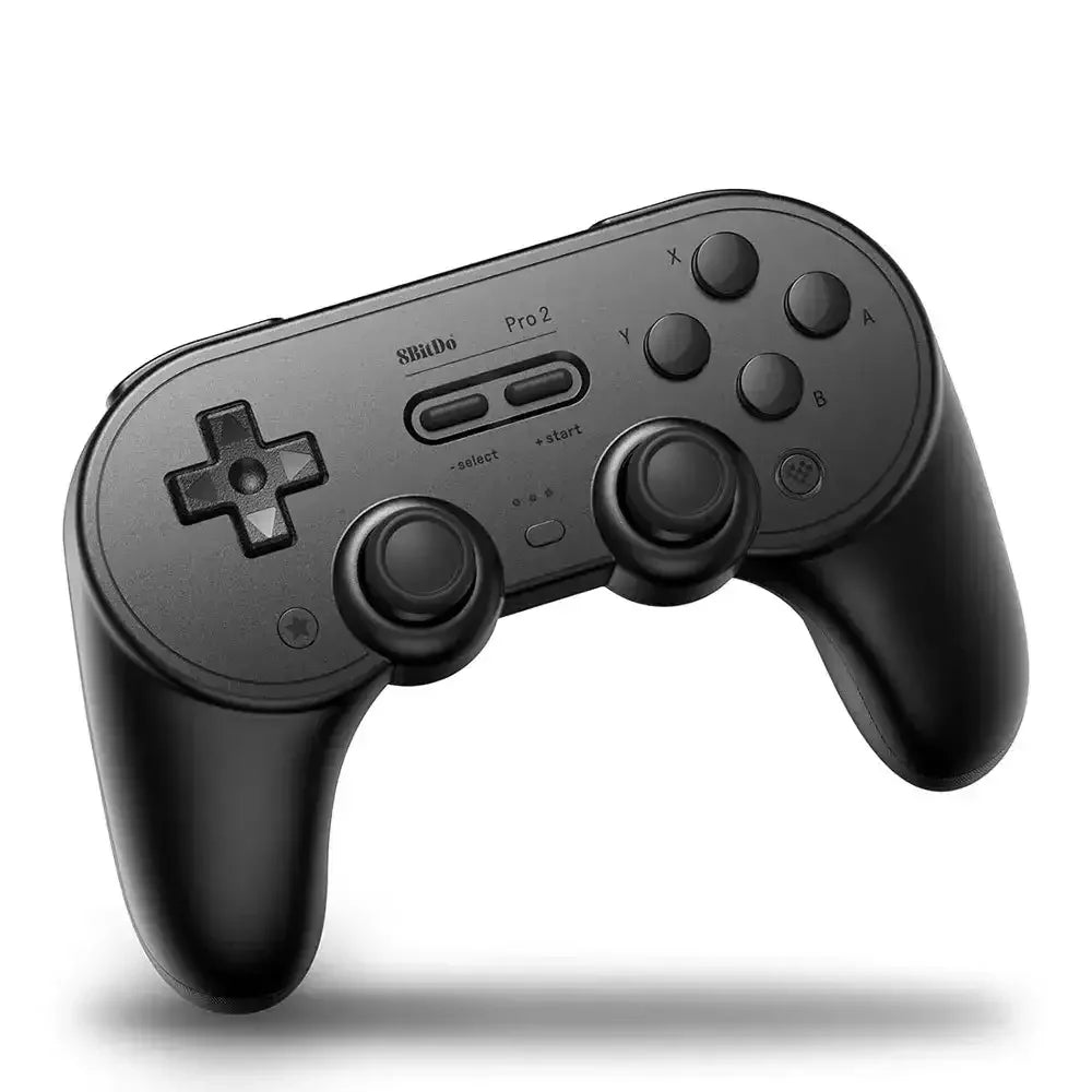 Czarny bezprzewodowy gamepad 8BitDo Pro 2 z przyciskami i gałkami analogowymi