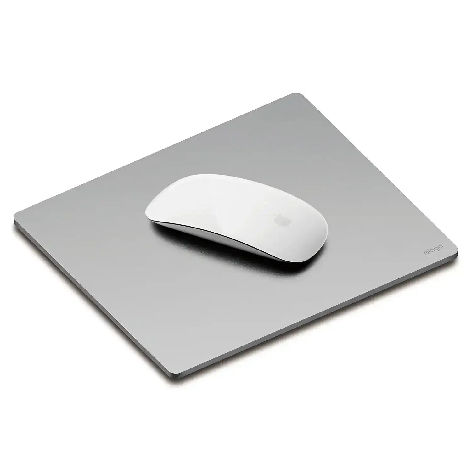 Srebrna podkładka pod mysz biurowa z aluminiową myszką, minimalistyczny design