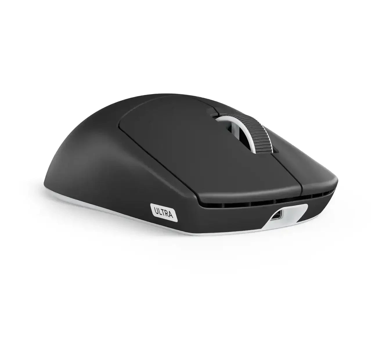 czarna mysz bezprzewodowa do komputera biurowego z napisem ULTRA, ergonomiczny design