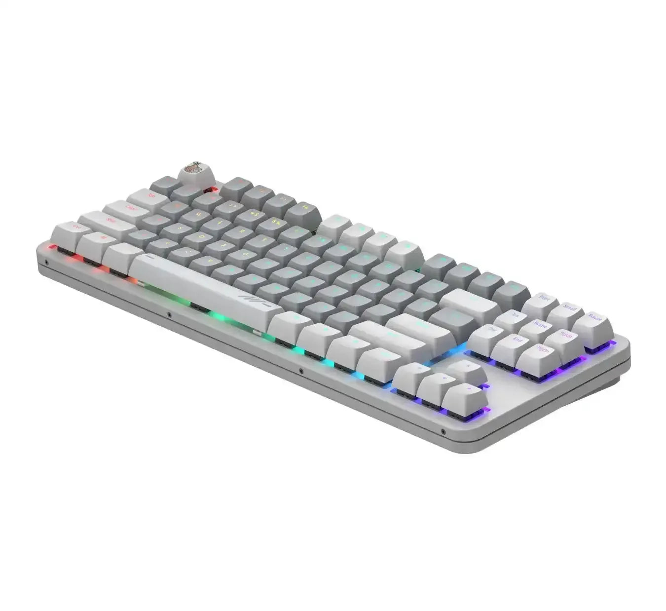 Klawiatura mechaniczna RGB TKL, białe keycapy, podświetlenie LED, biuro home office