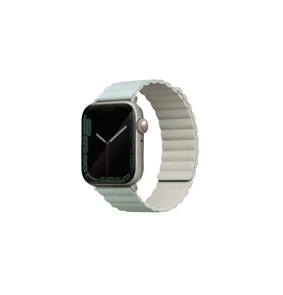 Smartwatch z jasnym paskiem magnetycznym, nowoczesny zegarek biurowy do home office