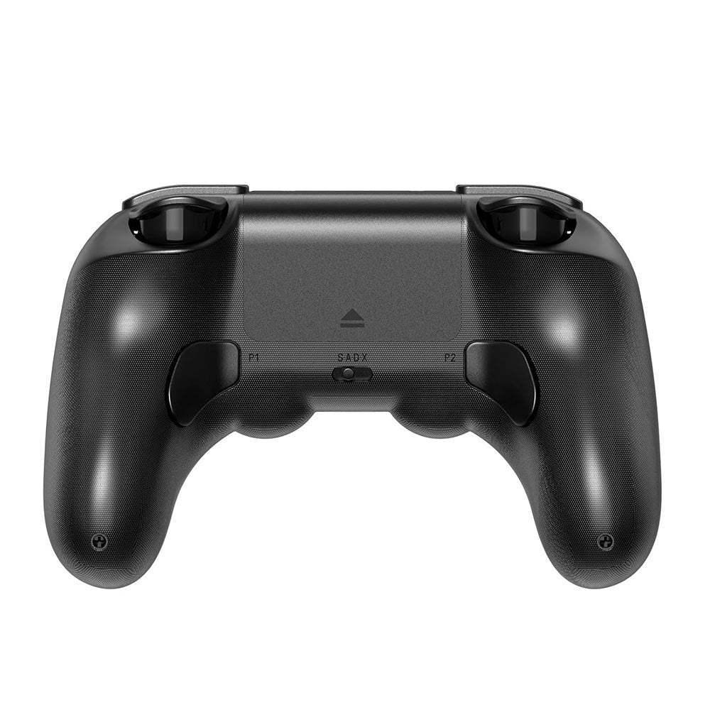 Czarny kontroler do gier, widok od tyłu, ergonomiczny design, przyciski tylne