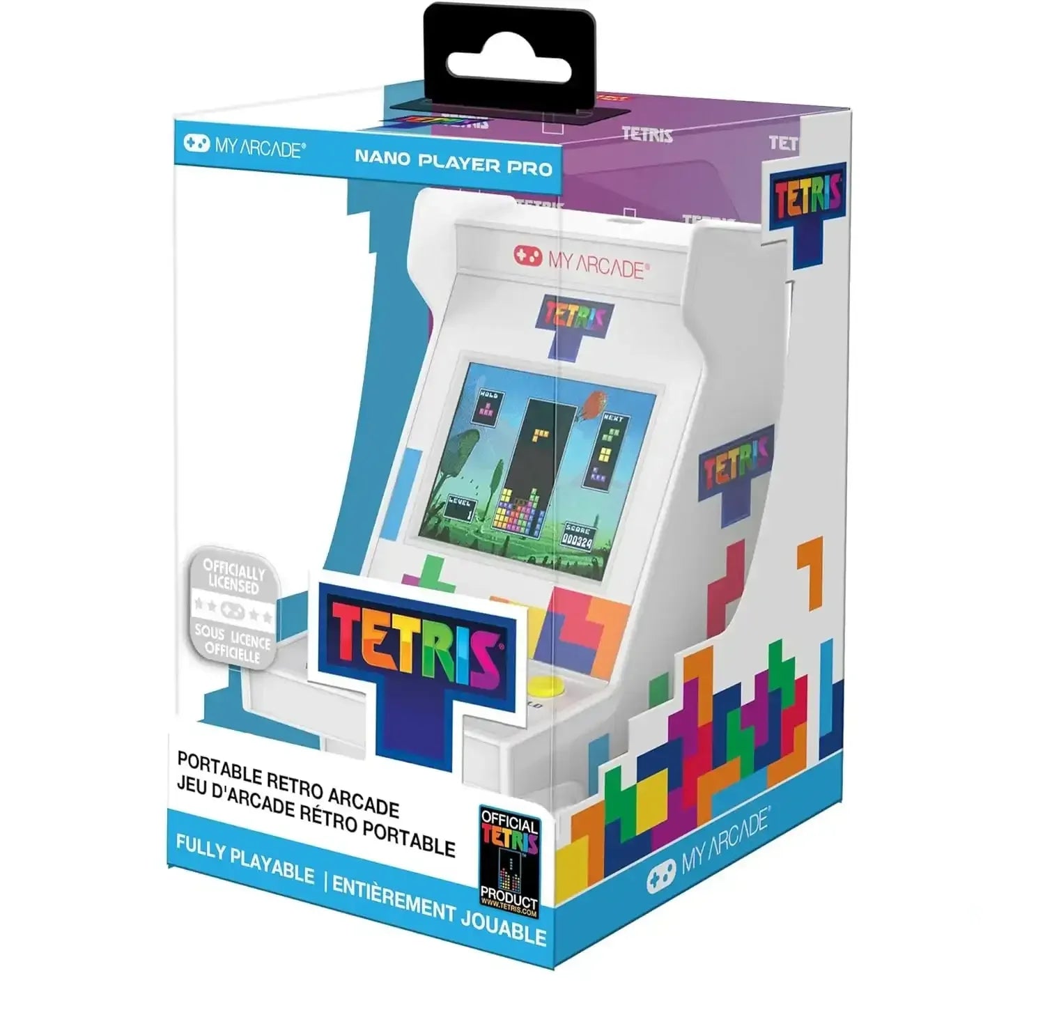 Mini automat do gier retro Tetris, konsola przenośna w opakowaniu, kolorowy ekran