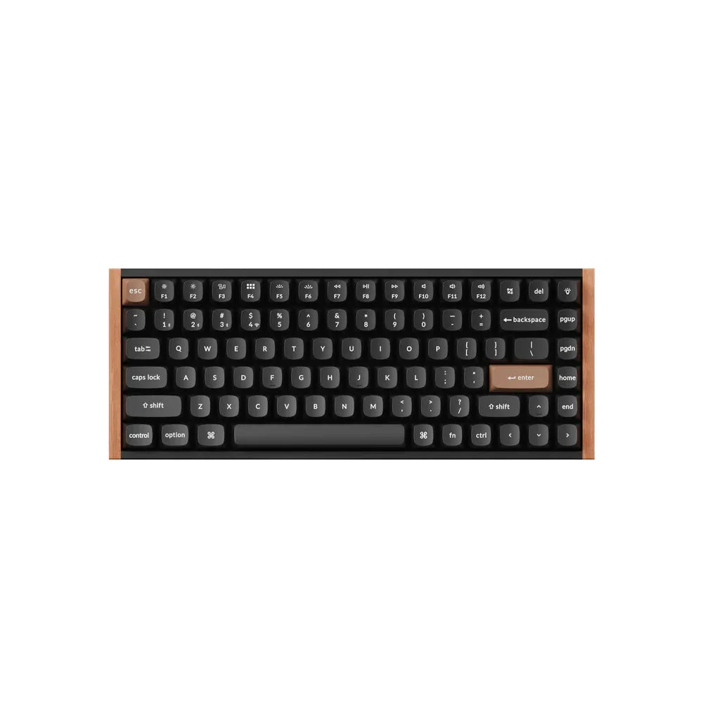 Mechaniczna klawiatura z drewnianym obudowaniem i personalizowanymi keycapami do home office